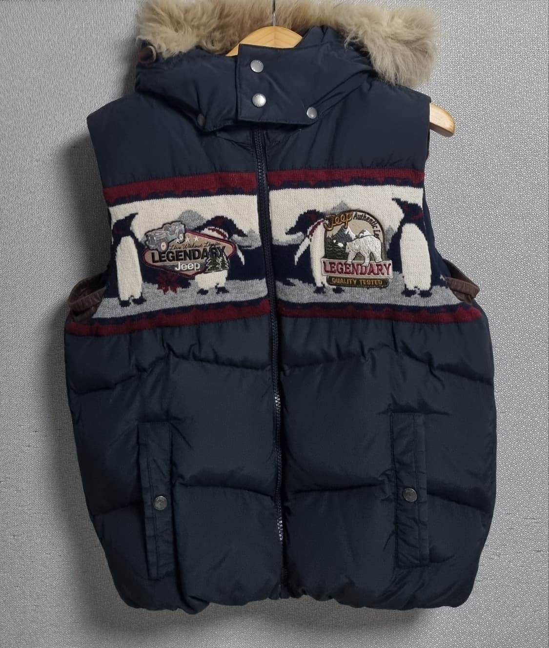 실측 L (100) Jeep 지프 네이비 덕다운 패딩조끼 상품이미지1