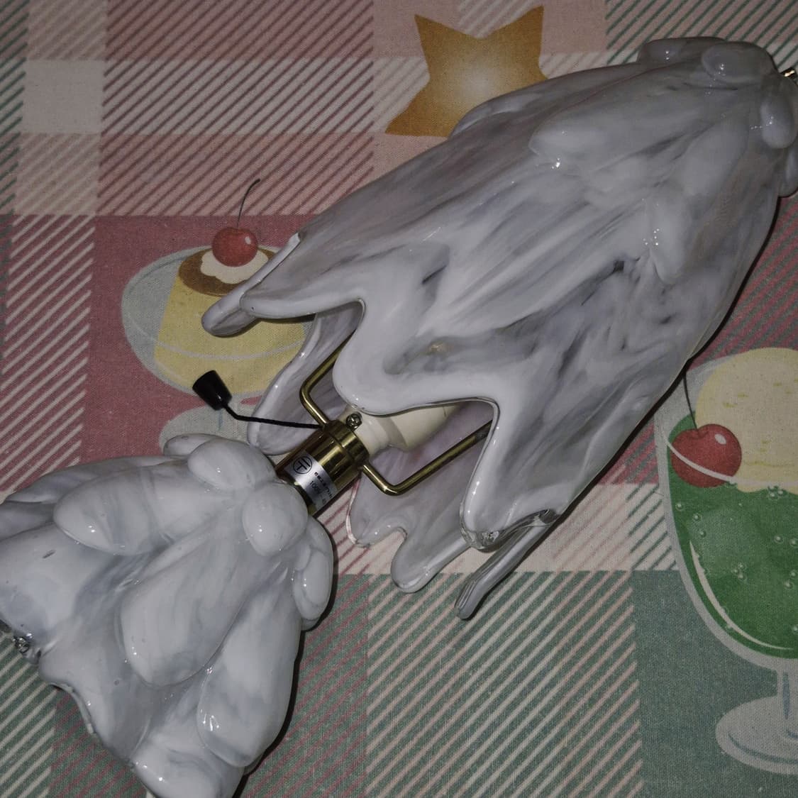 70s 이와타 요리코 화이트 마블 빅 램프 상품이미지7