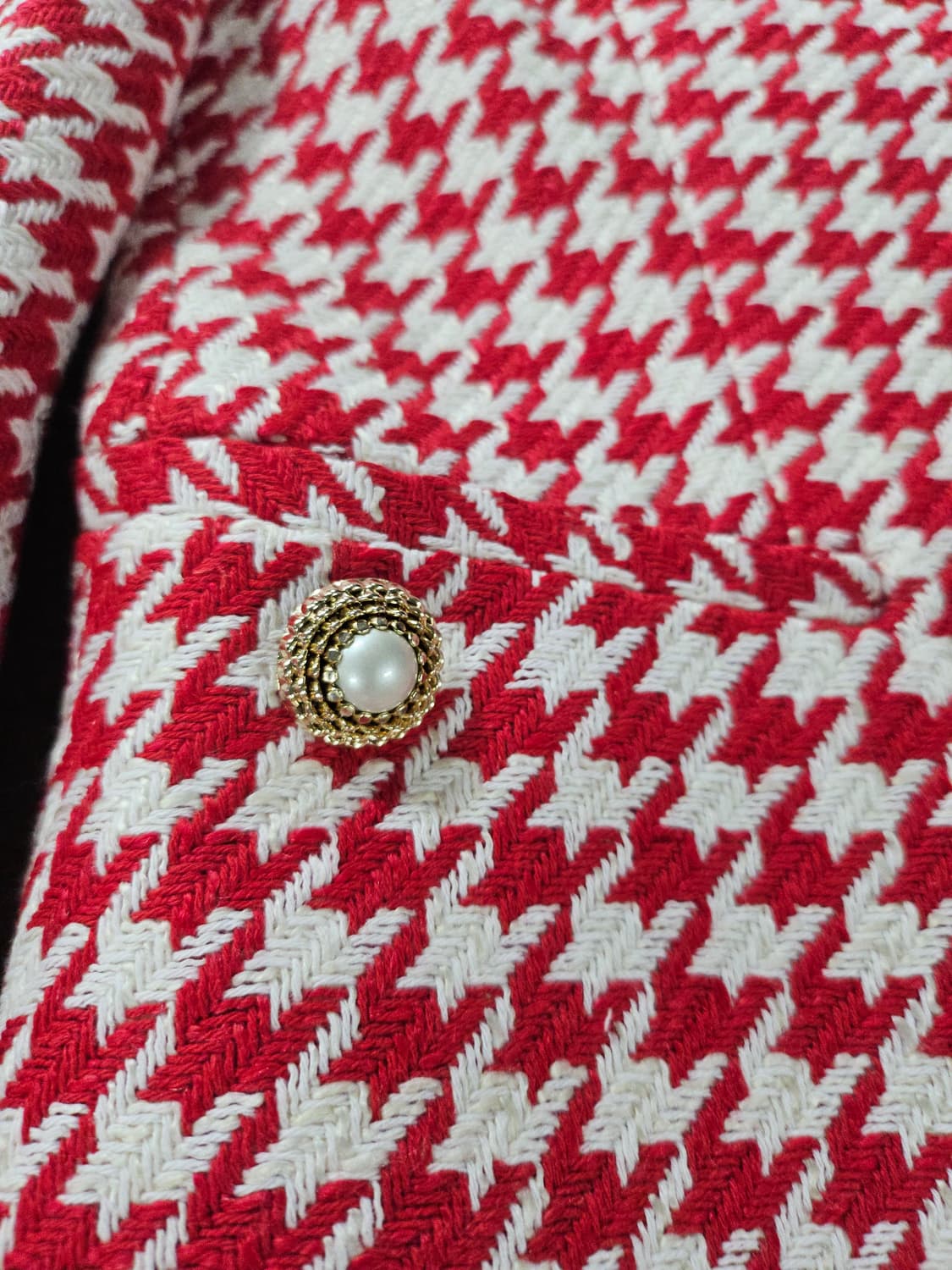 자라 레드 하운드투스 체크 자켓  M 상품이미지4