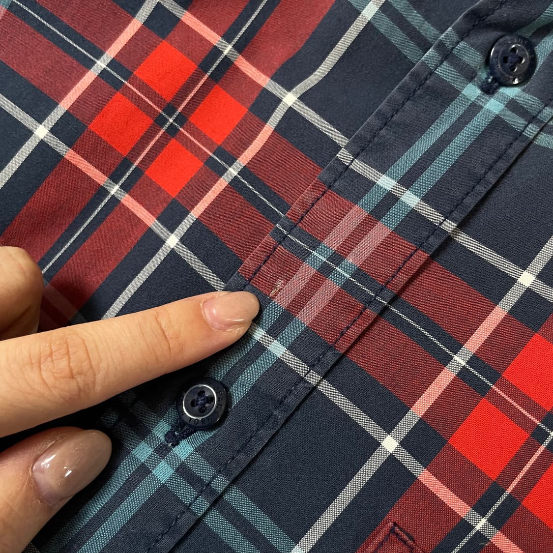 타미힐피거 레드블루 체크 긴팔 셔츠 레귤러핏 XL 상품이미지5