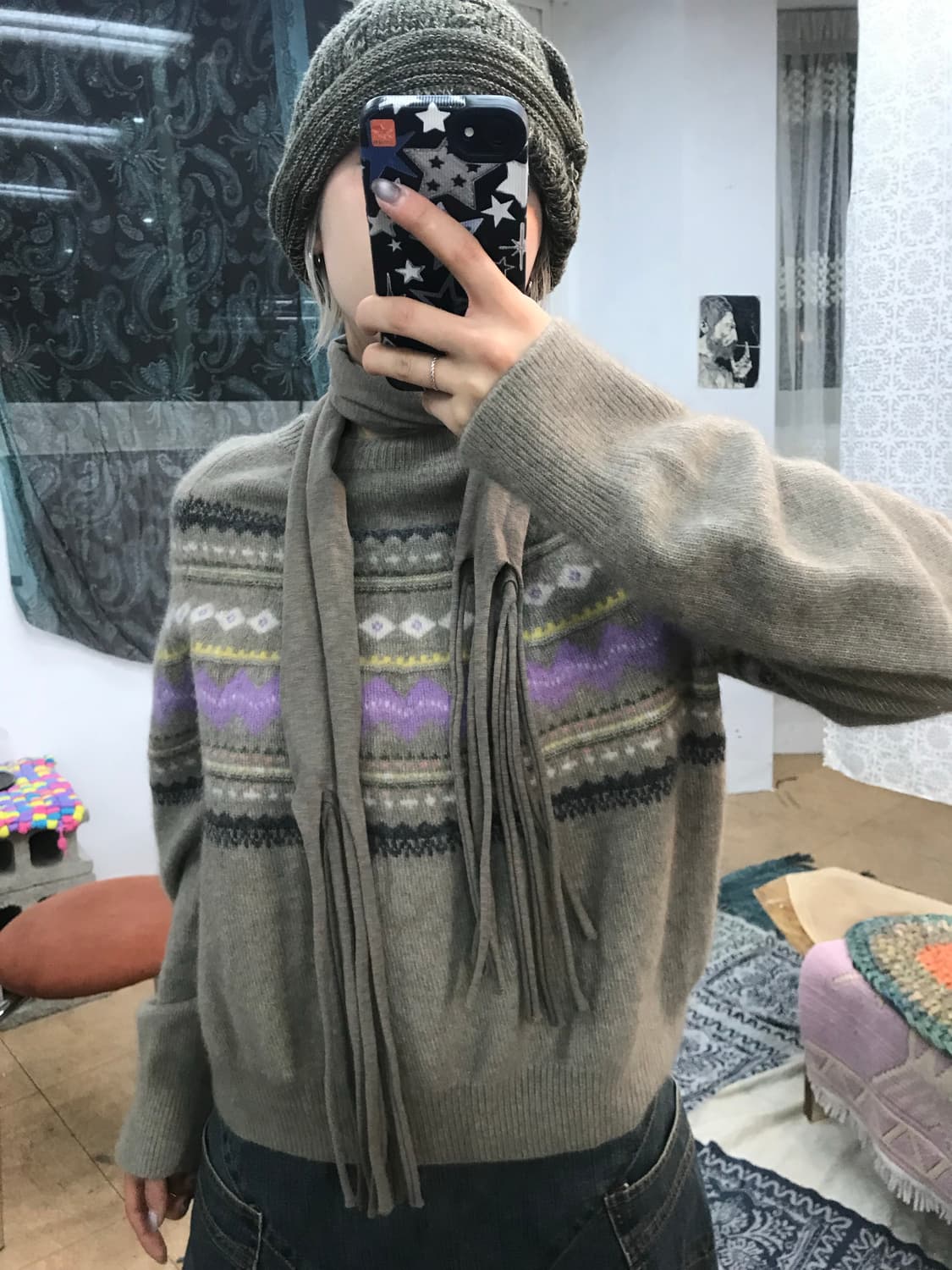 빈티지 커팅 디테일 머플러 목도리  상품이미지2