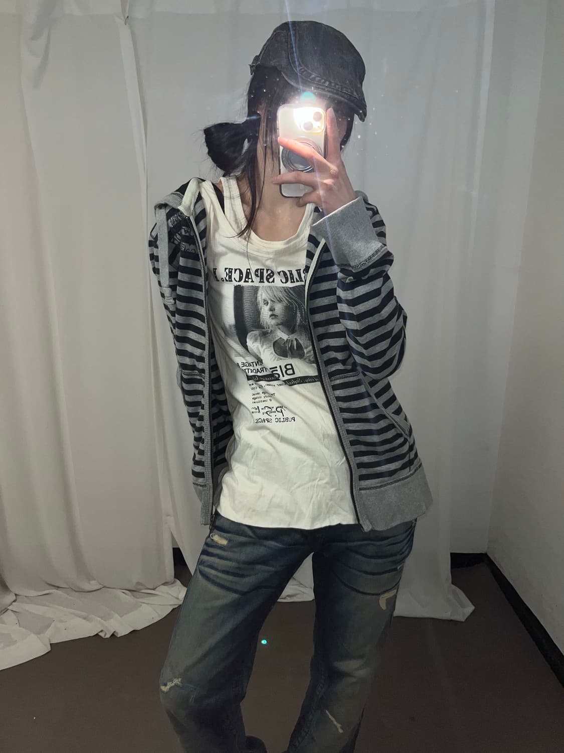 데일리 펑크 스트라이프 후드집업 상품이미지2