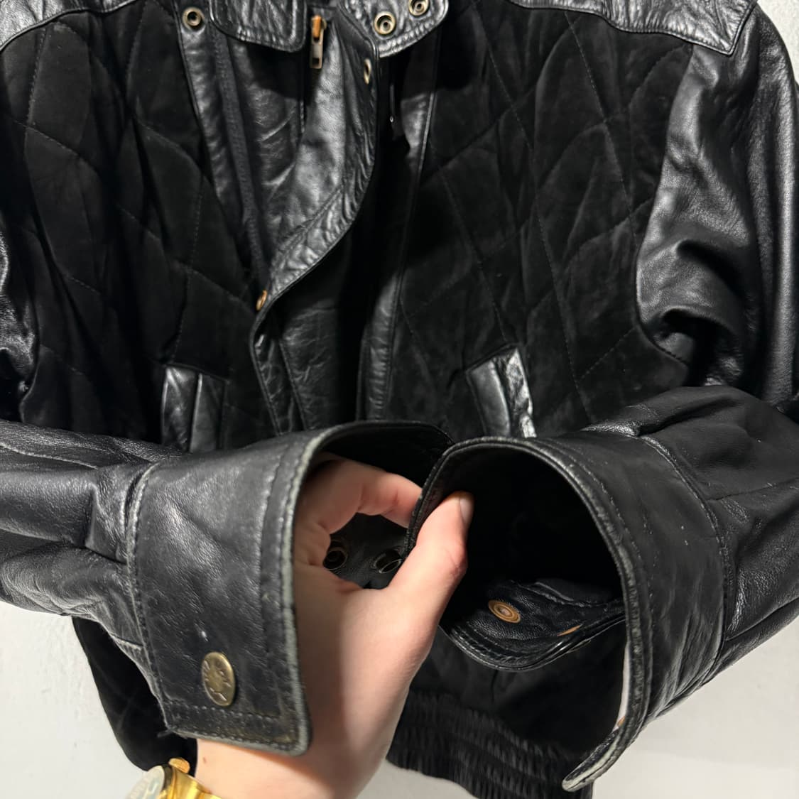 VTG 빈티지 100% 쉽스킨 퀼팅 디테일 양가죽 블루종 자켓 상품이미지6