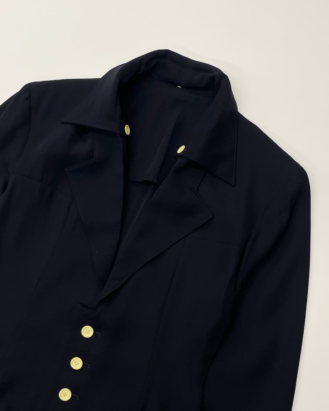 YohjiYamamoto 요지야마모토 네이비 카라 블레이저  상품이미지6