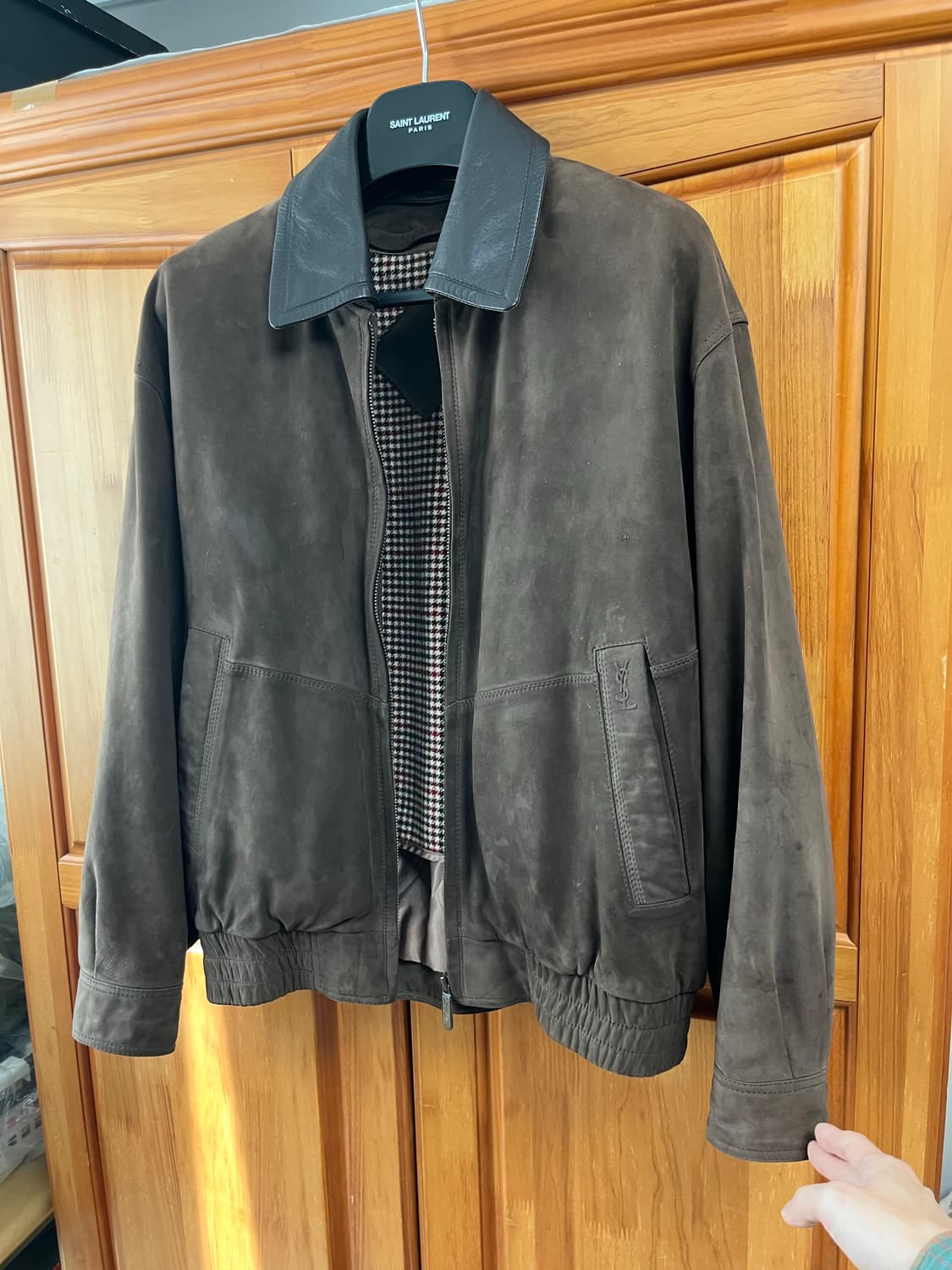 입생로랑 레더라펠 스웨이드 가죽 자켓 상품이미지1