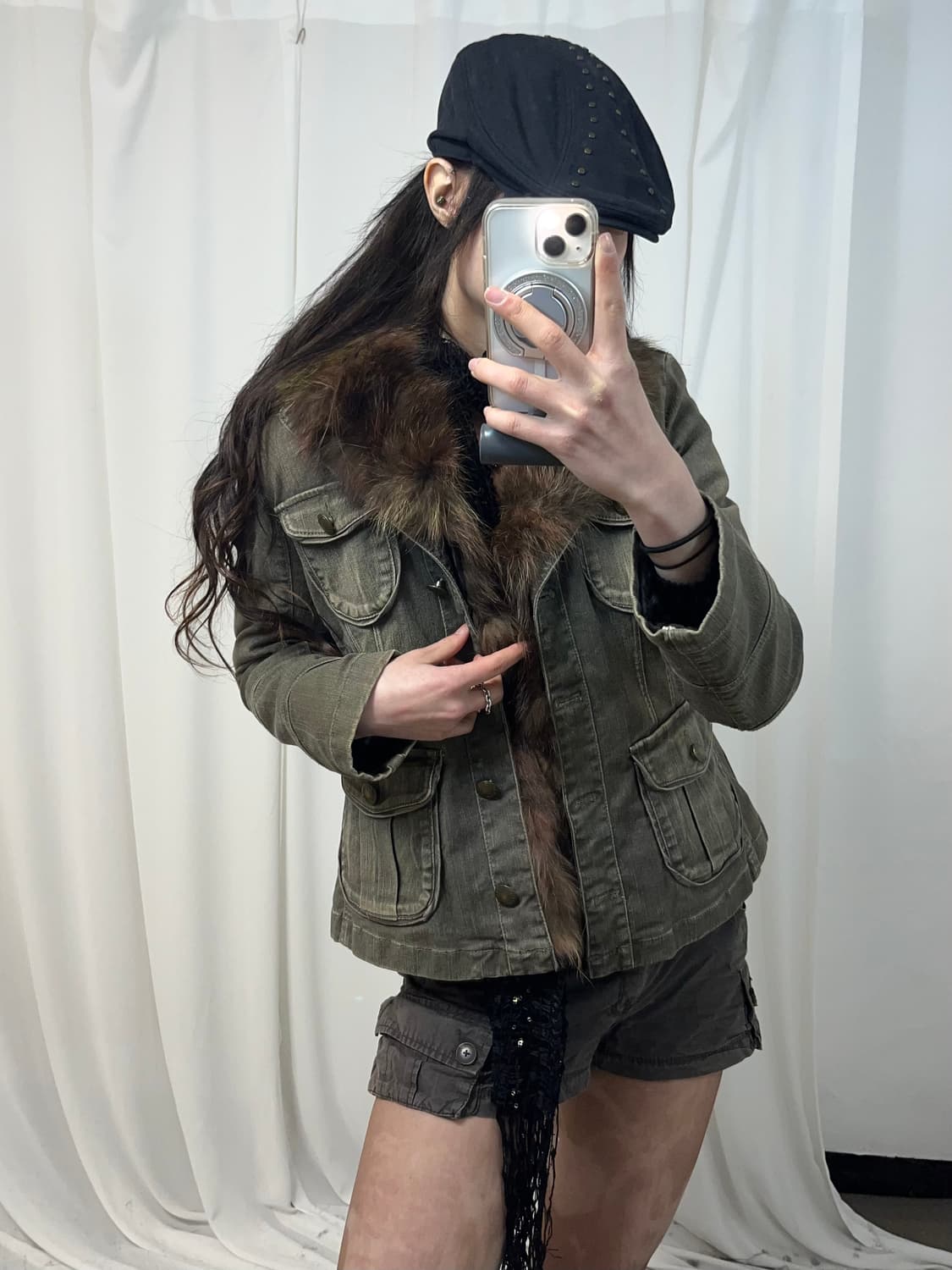 폭스퍼 트리밍 자켓 상품이미지5