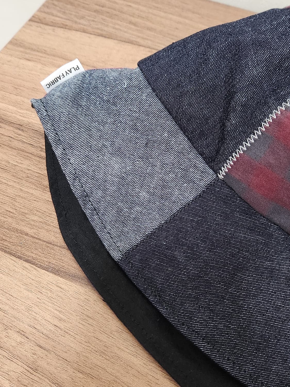 (no.3) 리버시블 패치워크 버킷햇 Navy&Burgundy Mix 상품이미지3