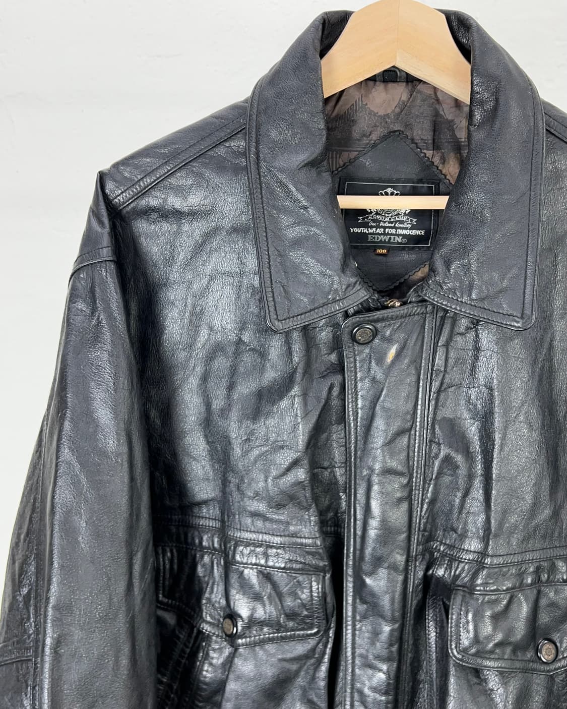 에드윈 블랙 트윈 포켓 레더 자켓 상품이미지2