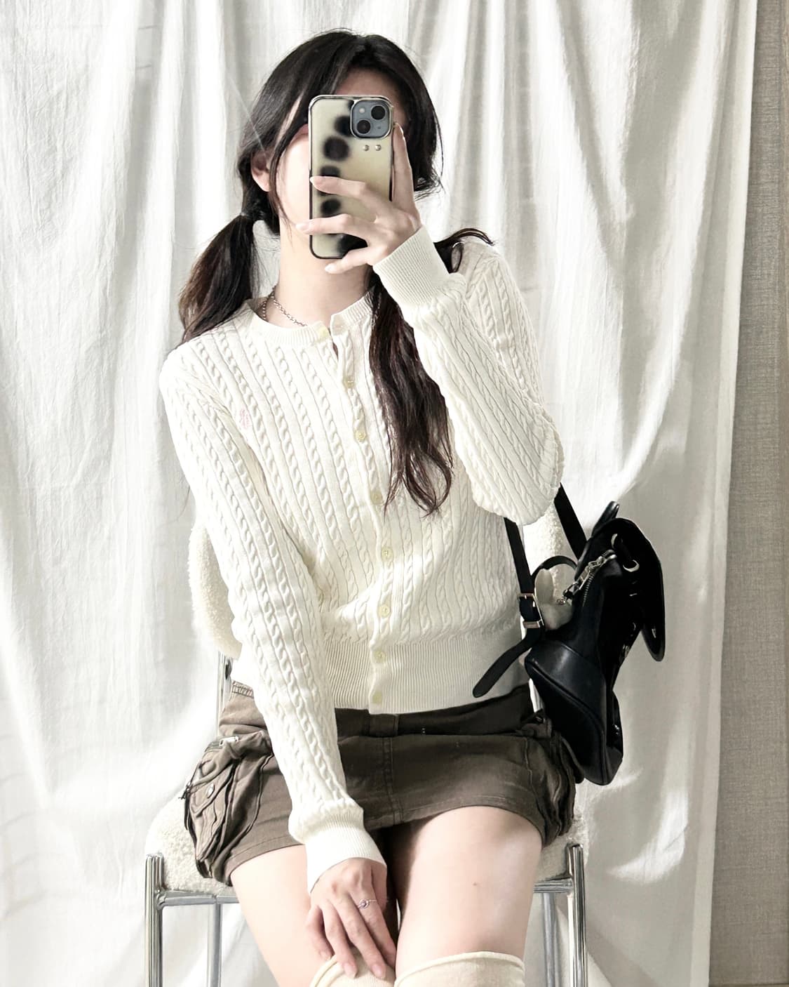 폴로 신형 핑크포니 크림 케이블가디건 상품이미지4