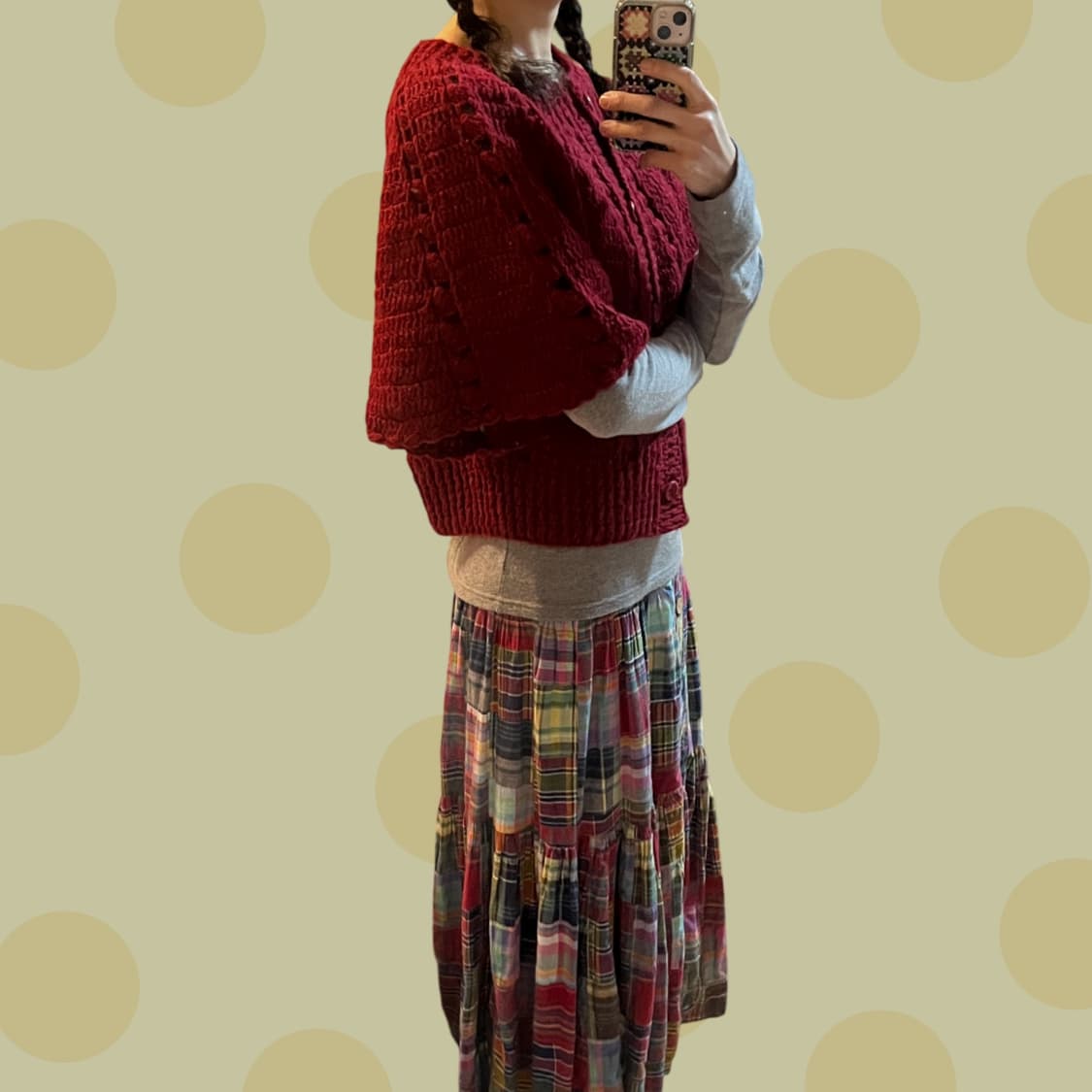 빨간망토 차차! 빈티지 레드 니트 케이프 가디건 상품이미지4