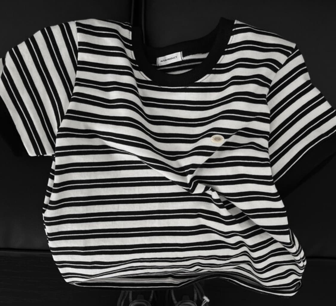 어텀 스트라이프 반팔티셔츠 상품이미지1