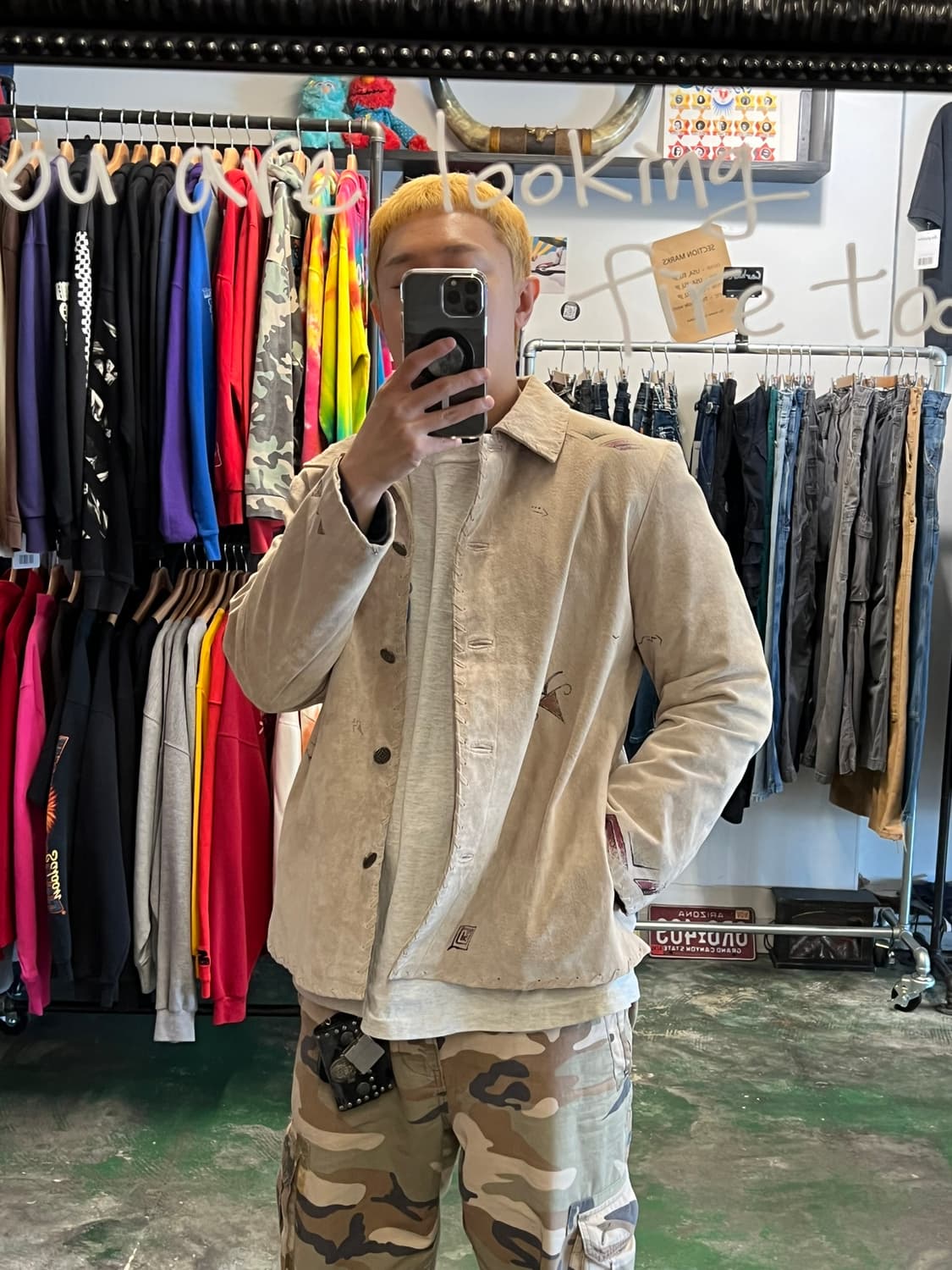 90's 치코스 웨스턴 스웨이드 가죽 자켓 백프린트 아트웨어 빈티지 상품이미지3