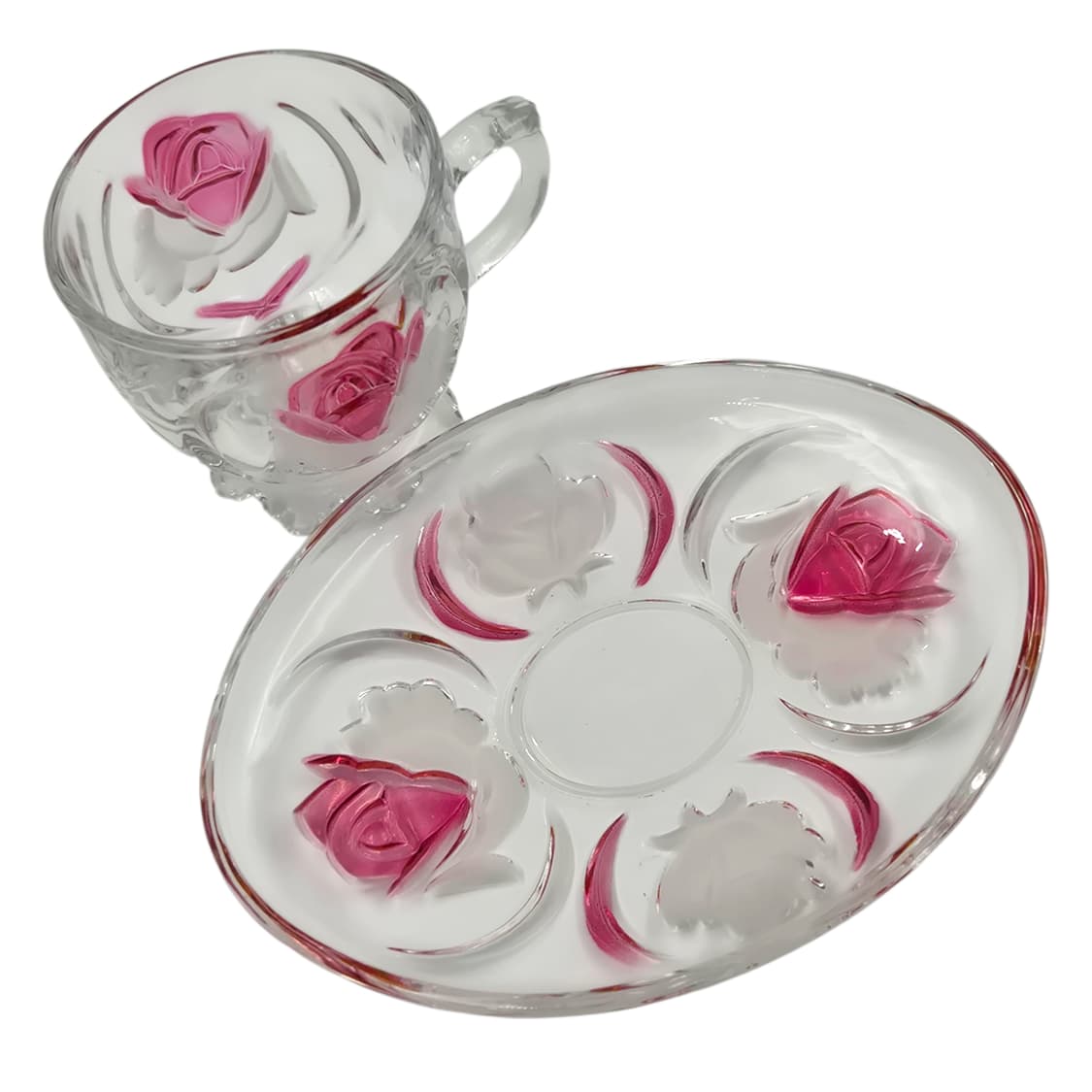 90s 소가 레트로 컬러 로즈 오발 찻잔 1세트 상품이미지2