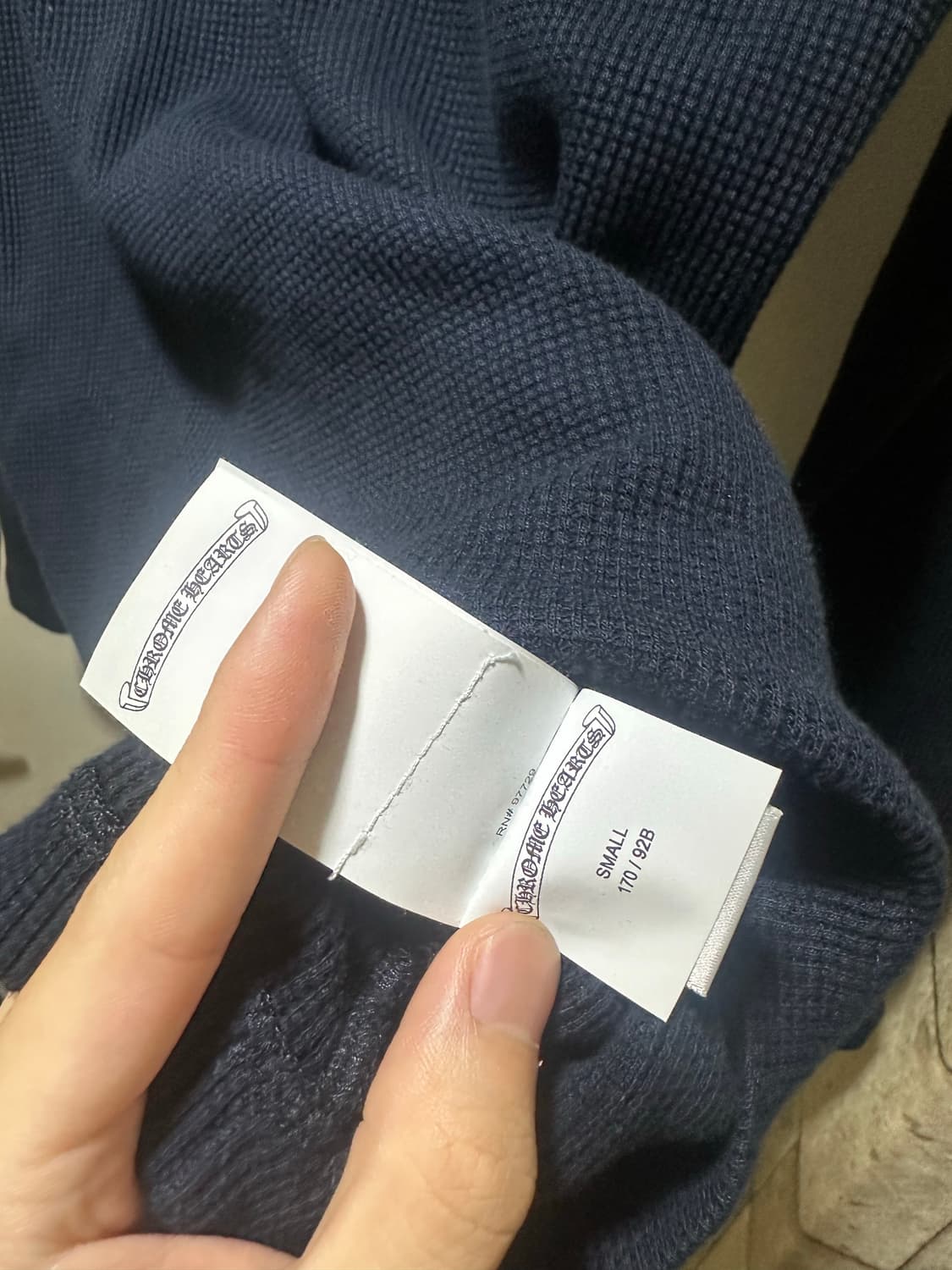 크롬하츠 와플 헤비웨이트 레더 패치 니트 헨리넥 상품이미지5