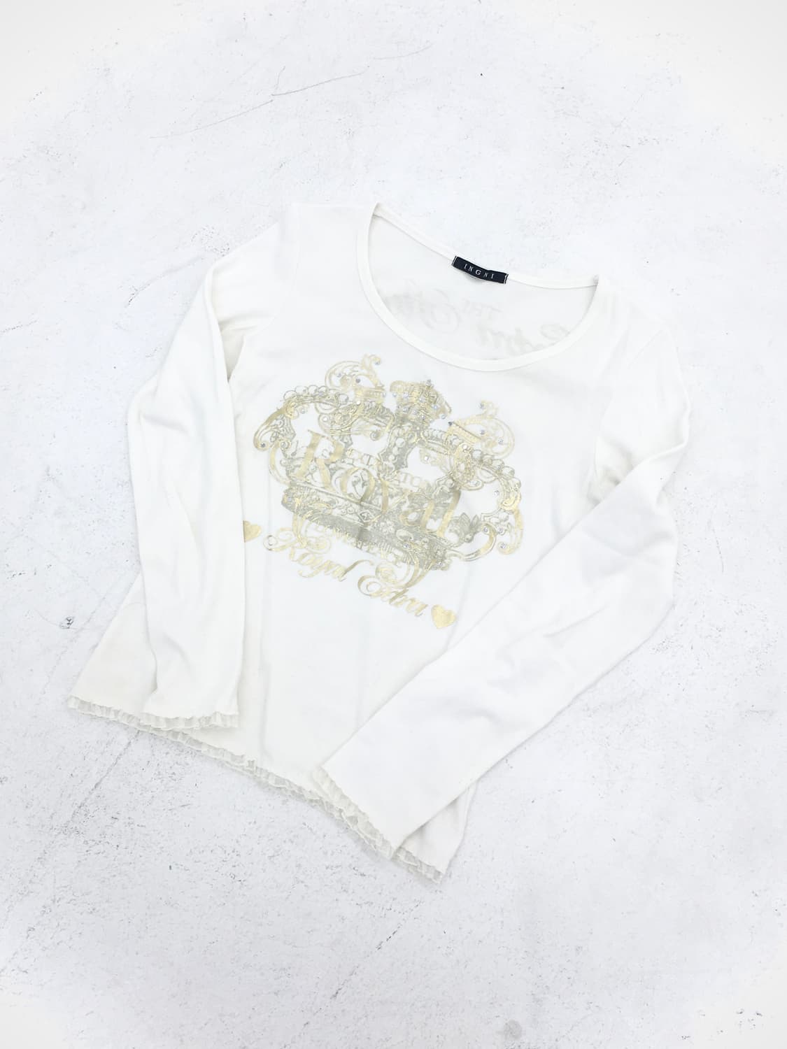 gold lettering white sleeve top 상품이미지5