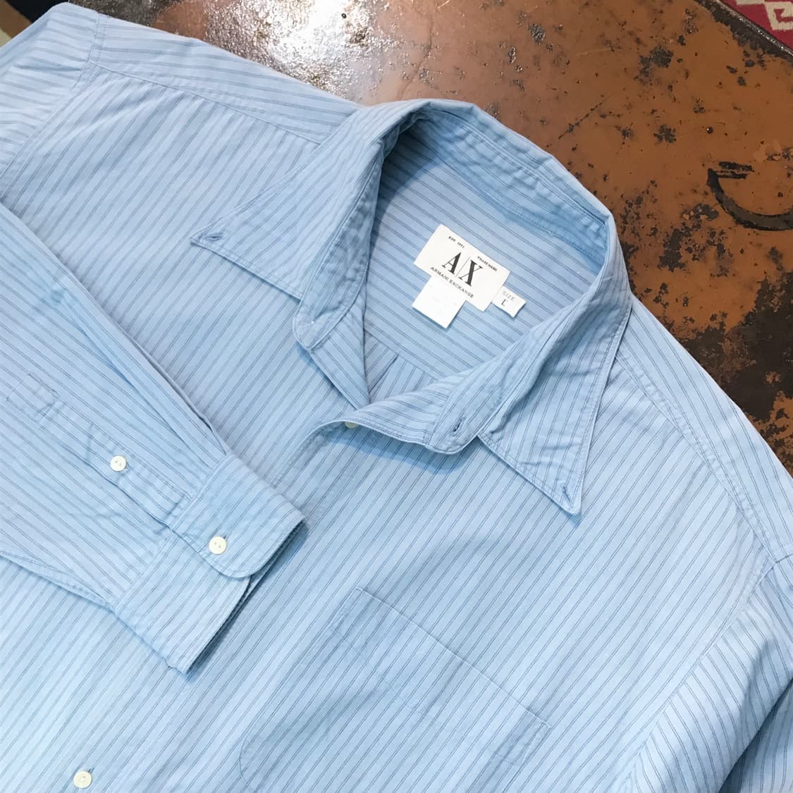 아르마니 익스체인지 블루 더블 스트라이프 셔츠 남성 115 빅사이즈 상품이미지3