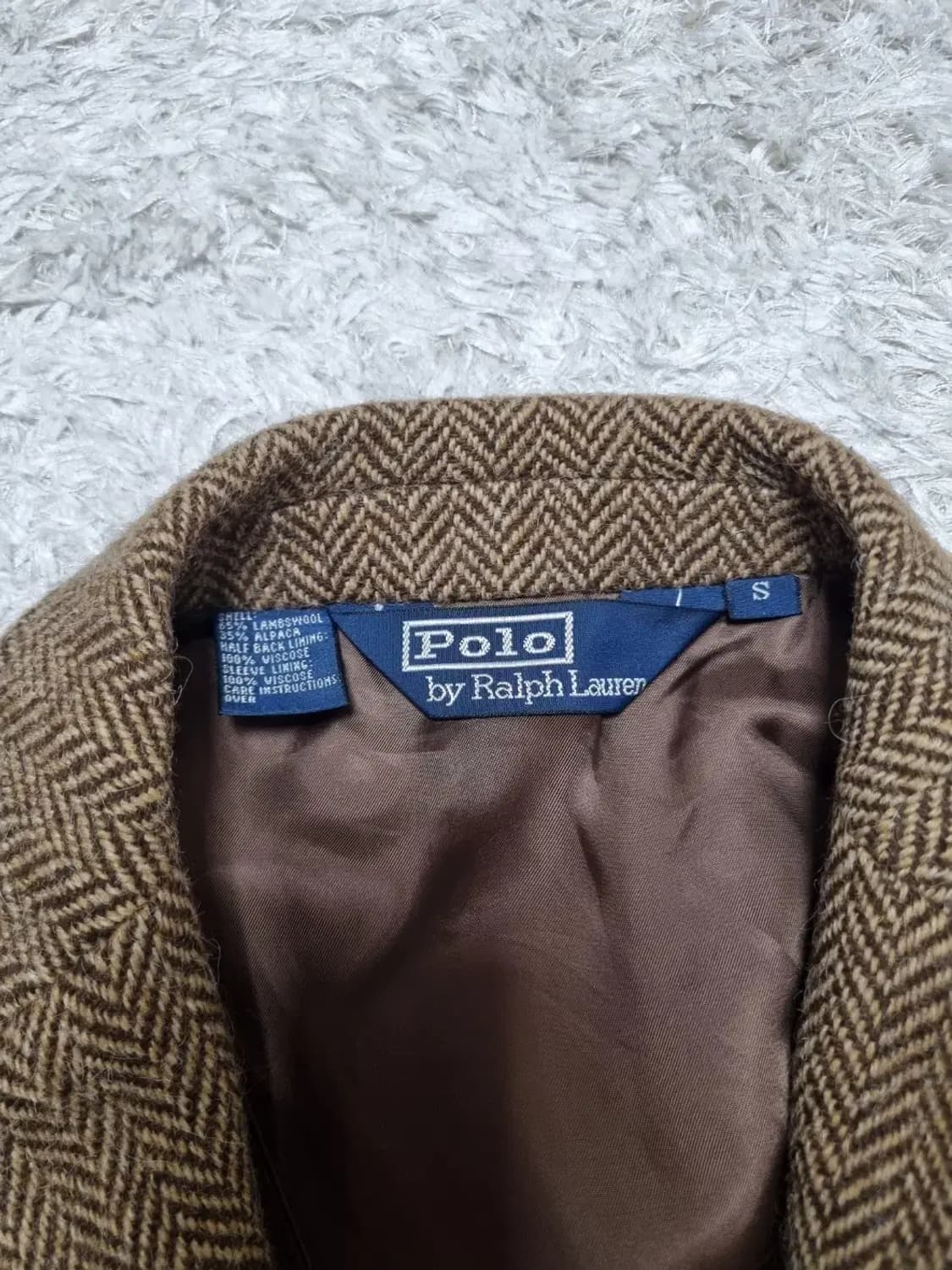 실사이즈M 폴로 헤링본 헤비울 알파카 3 roll 2 블레이져 브라운 상품이미지4