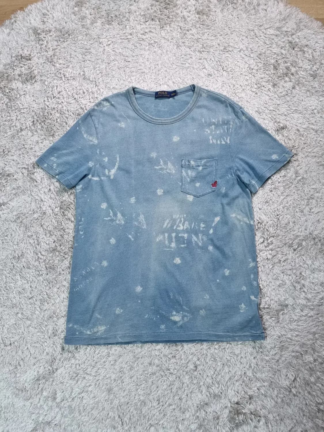 180/85 정핏 L사이즈 폴로 RRL맛 빈티지 페일블루 타이다이 티셔츠 상품이미지2