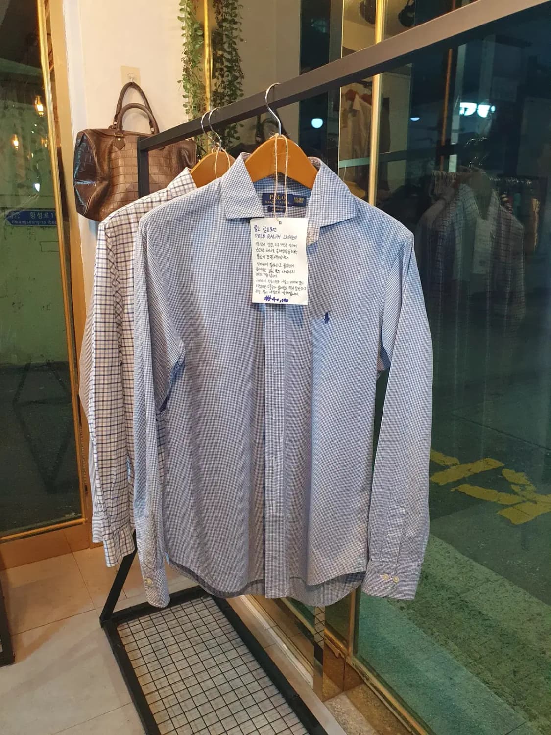 15 1/2사이즈 폴로 랄프로렌 네이비포니 로고 커스텀핏 클래식 체크셔츠 상품이미지1
