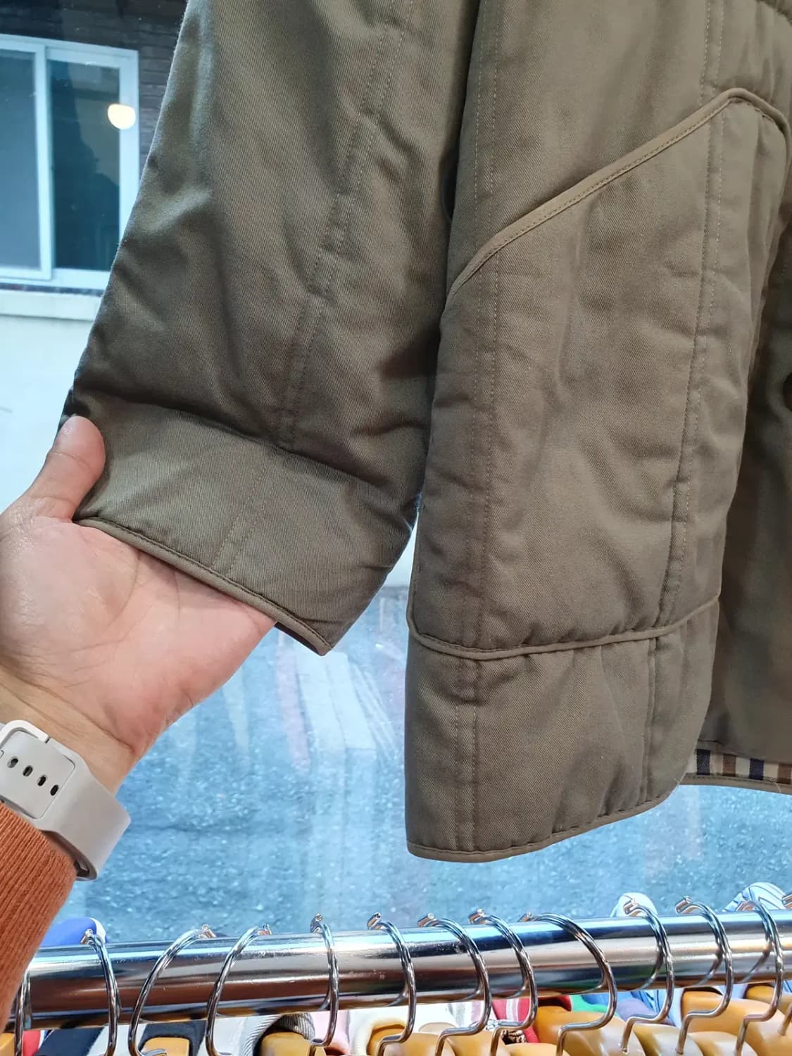 영국 잉글랜드 아쿠아스큐텀 싱글 브레스티드 체크 안감 코트 실사이즈 L 상품이미지5