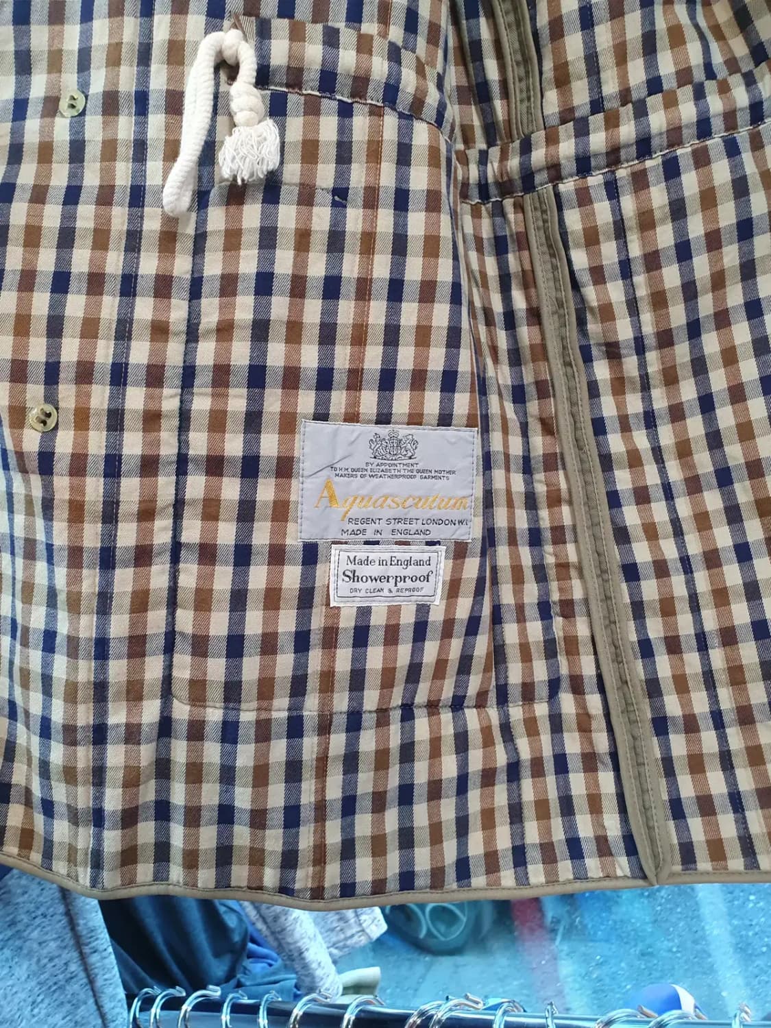 영국 잉글랜드 아쿠아스큐텀 싱글 브레스티드 체크 안감 코트 실사이즈 L 상품이미지6