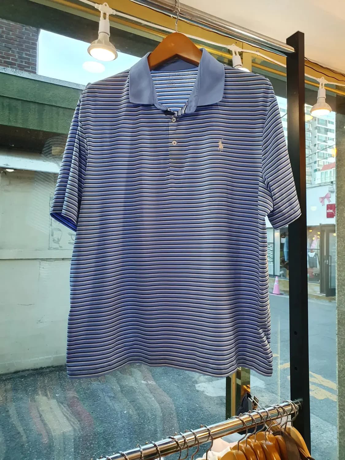 XL사이즈 폴로랄프로렌 화이트포니 멀티 스트라이프 스판 카라티 피케티 상품이미지1