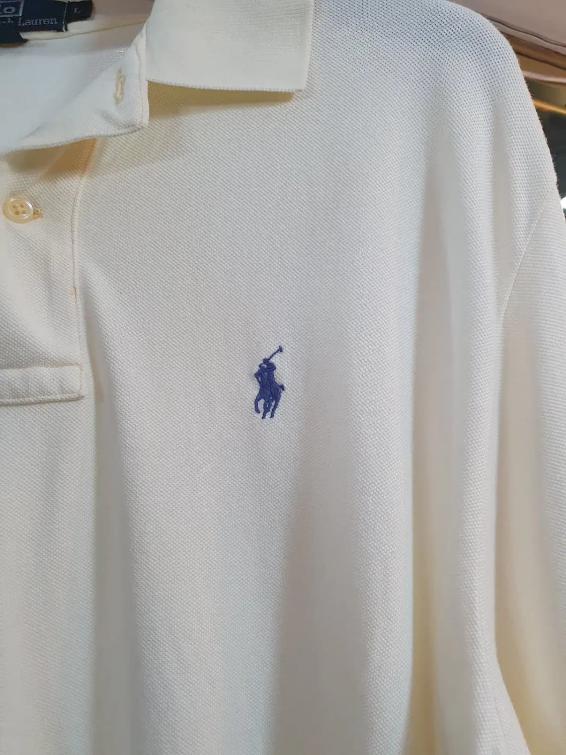 실사이즈 XL 폴로 랄프로렌 네이비포니 아이보리 컬러 카라티 피케티 상품이미지3