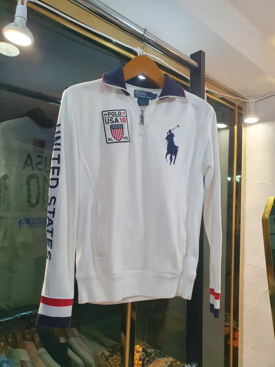 폴로 랄프로렌 USA 성조기 패치 자수 반집업 S사이즈 상품이미지1