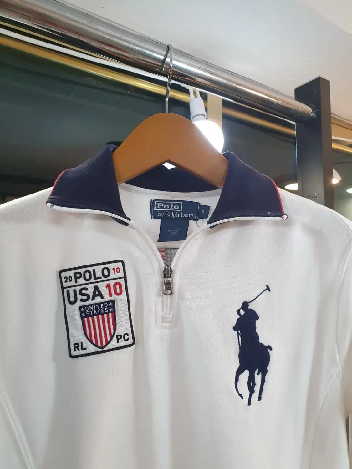 폴로 랄프로렌 USA 성조기 패치 자수 반집업 S사이즈 상품이미지3