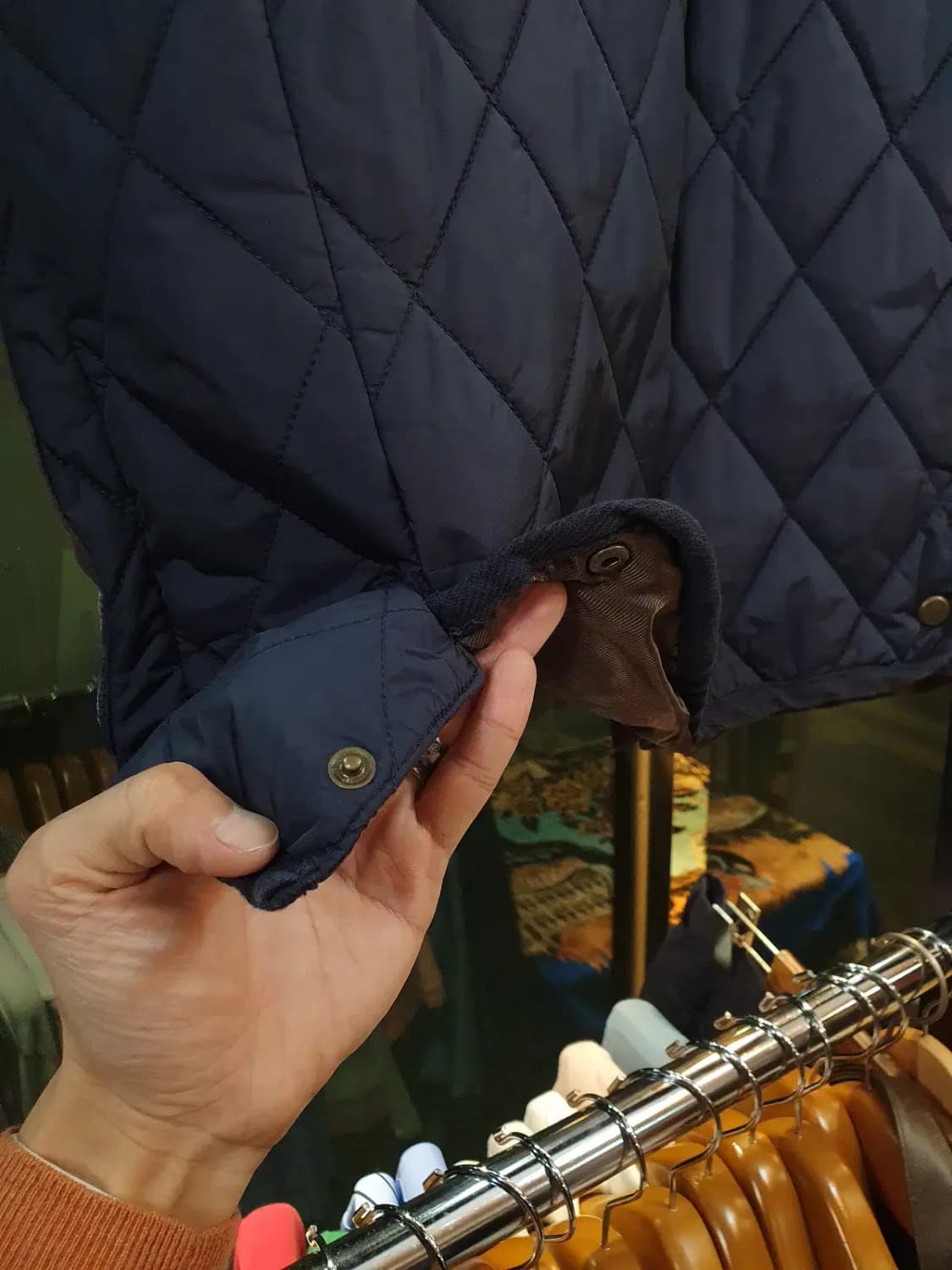 헤지스 자수로고 캠튼 퀼팅 스웨이드 코듀로이 배색자켓 95사이즈 상품이미지10