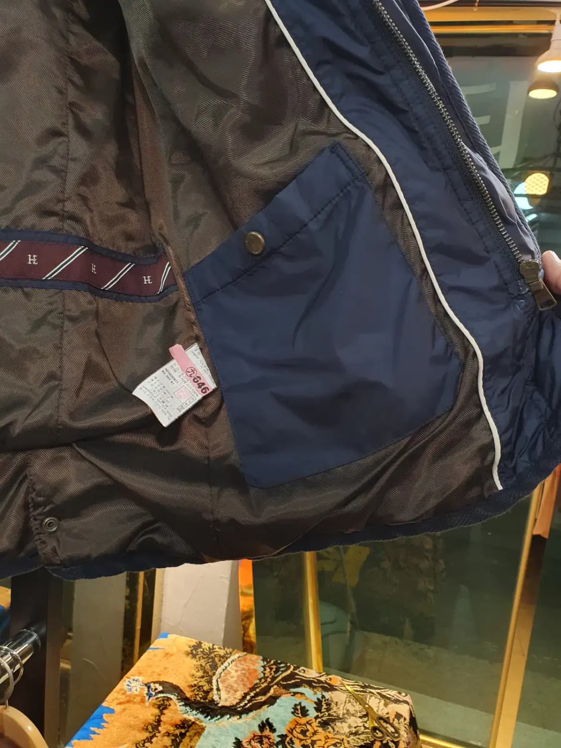 헤지스 자수로고 캠튼 퀼팅 스웨이드 코듀로이 배색자켓 95사이즈 상품이미지6