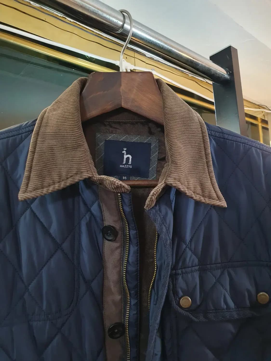 헤지스 자수로고 캠튼 퀼팅 스웨이드 코듀로이 배색자켓 95사이즈 상품이미지8