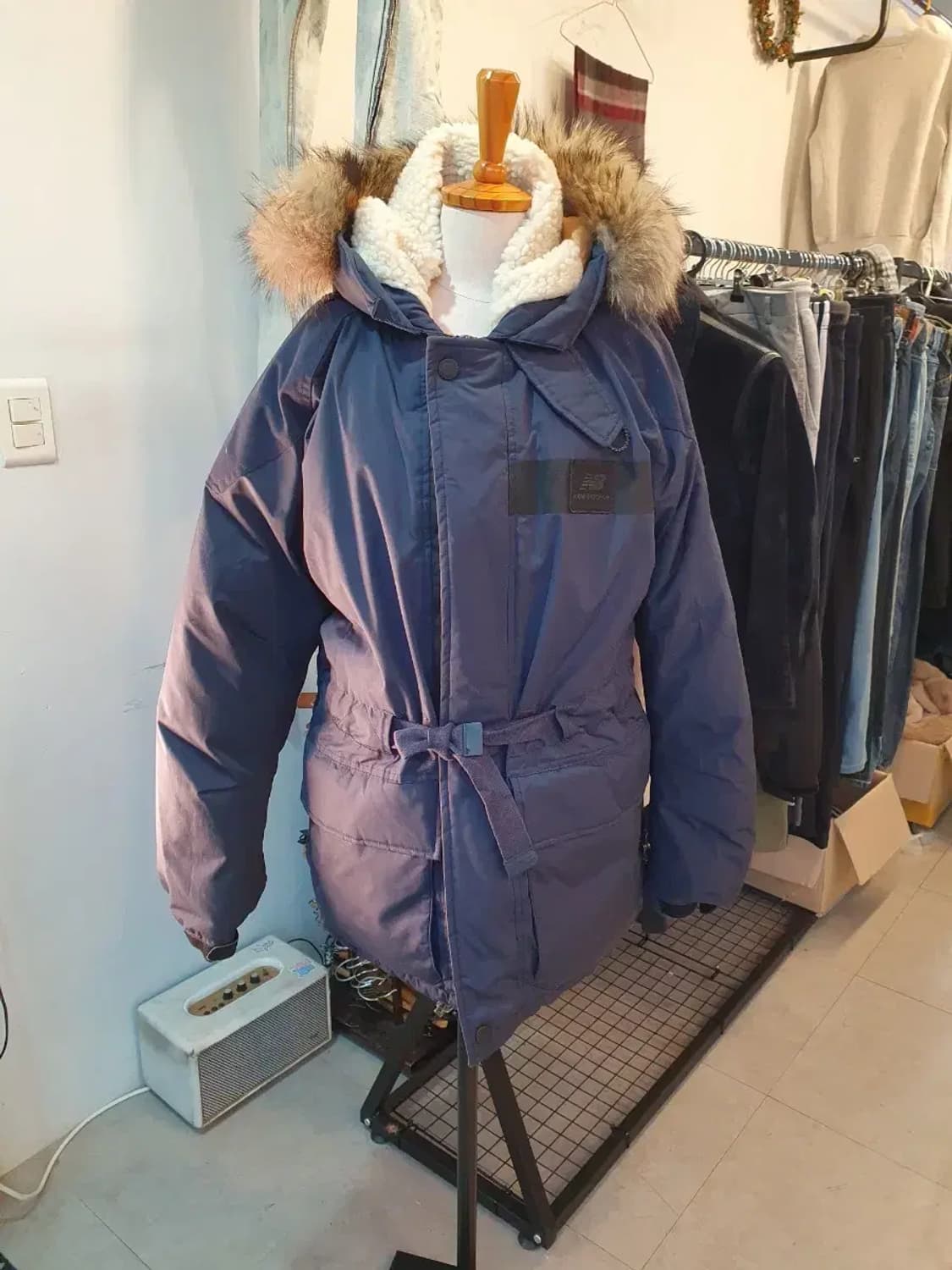 뉴발란스 카메라맨 네이비 후드 퍼 패딩 점퍼 95사이즈 상품이미지1