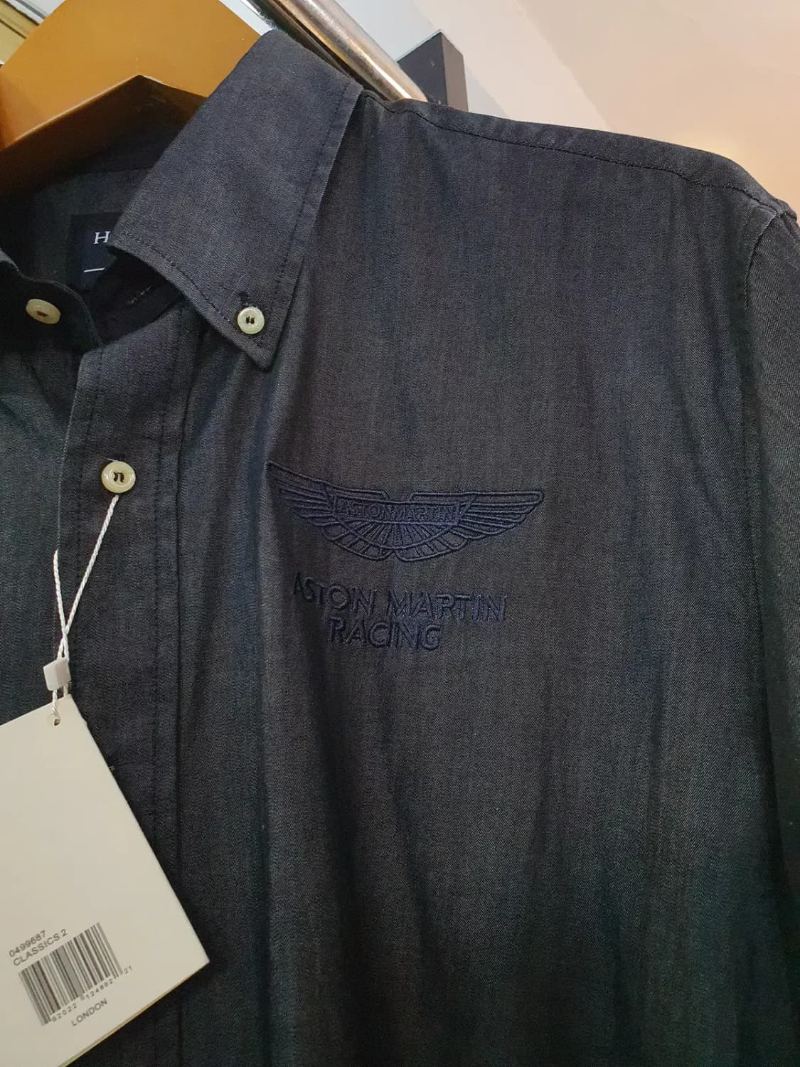 택채 새상품 해켓 헤켓 블랙컬러 에스턴마틴 콜라보셔츠 2XL XXL사이즈 상품이미지4