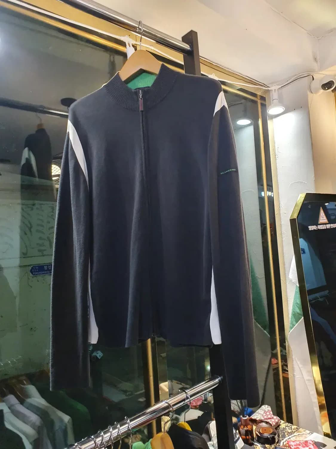 버버리 골프 L사이즈 메이드 인 이태리 이탈리아 배색 집업 저지 상품이미지1