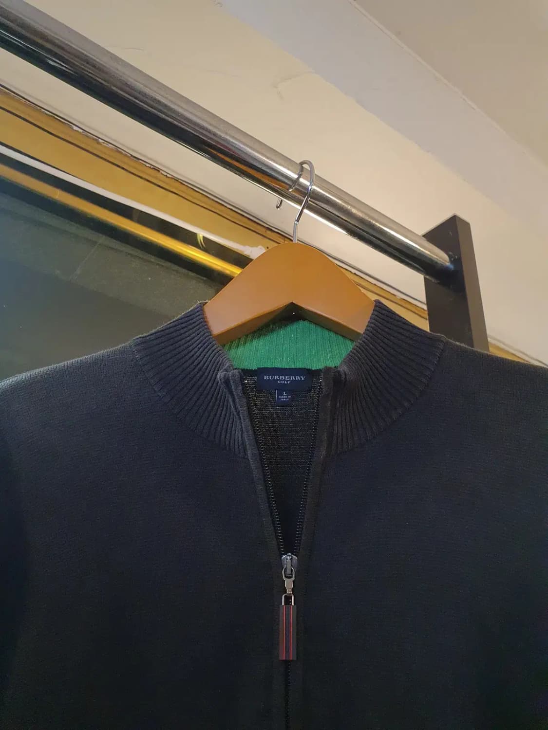 버버리 골프 L사이즈 메이드 인 이태리 이탈리아 배색 집업 저지 상품이미지4