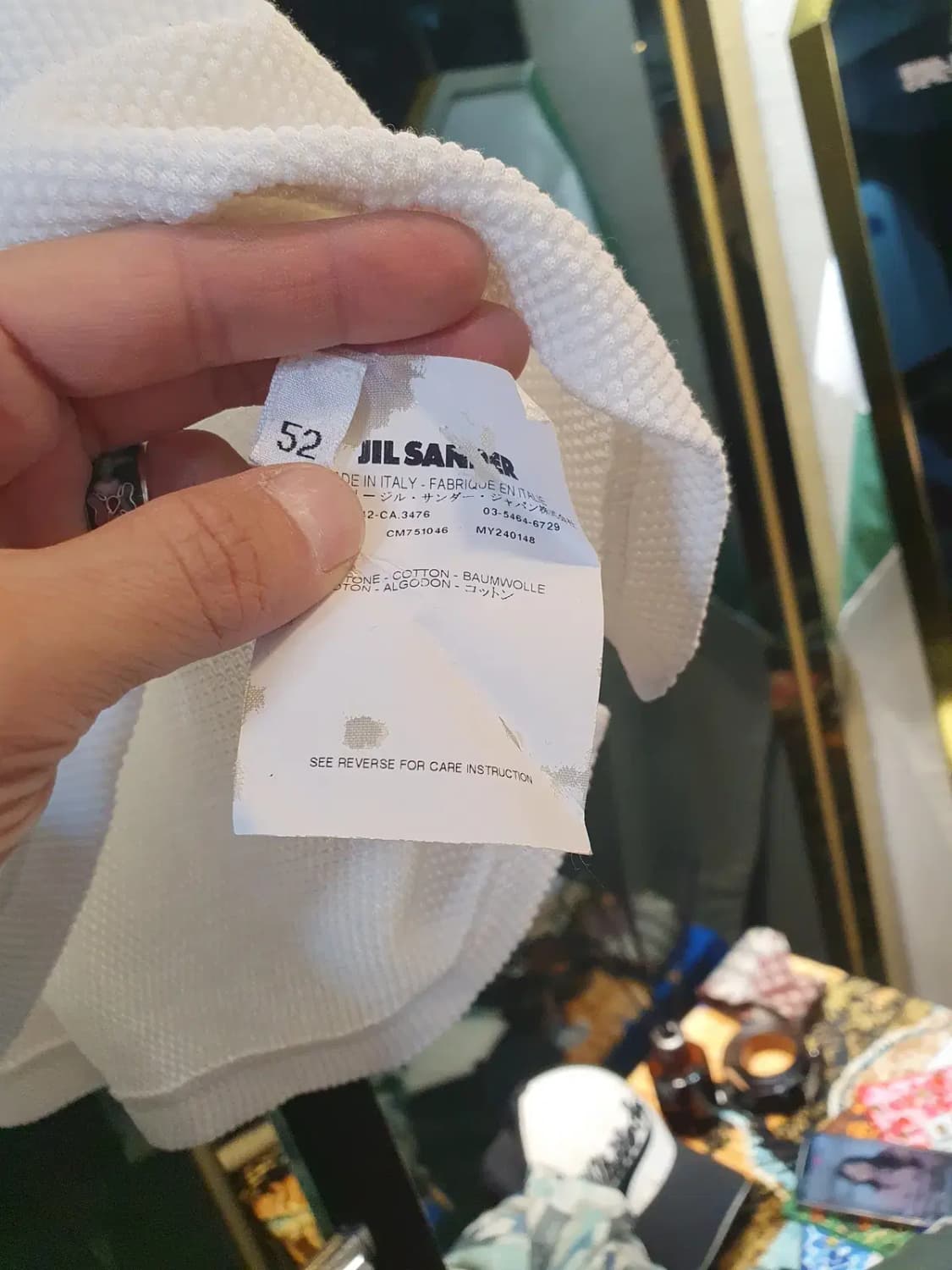 질샌더 52사이즈 심플 클래식 버드아이 피케티 카라티 화이트 상품이미지5