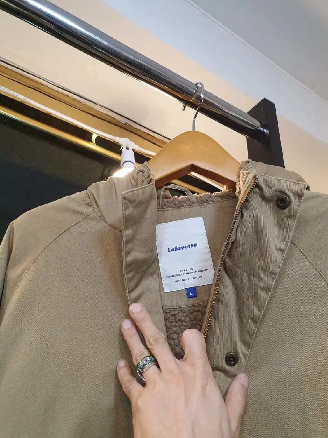 일본 스트릿 브랜드 라파예트 양털 쉐르파 뽀글이 성조기 패치코트 L사이즈 상품이미지3