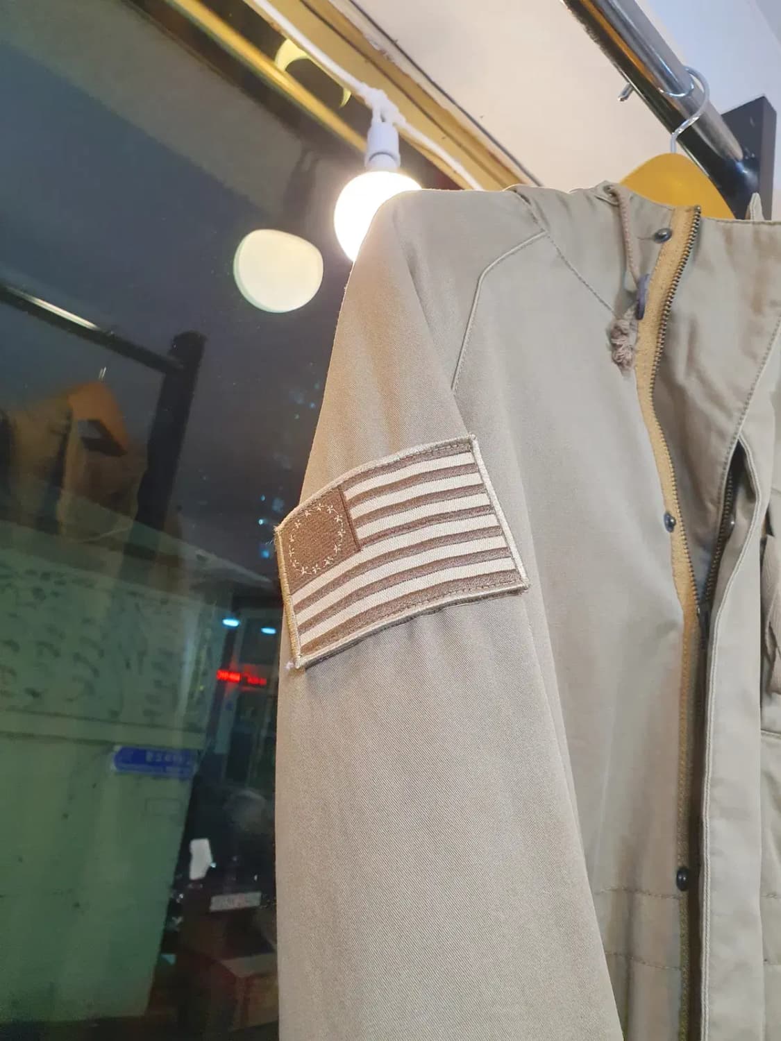 일본 스트릿 브랜드 라파예트 양털 쉐르파 뽀글이 성조기 패치코트 L사이즈 상품이미지4