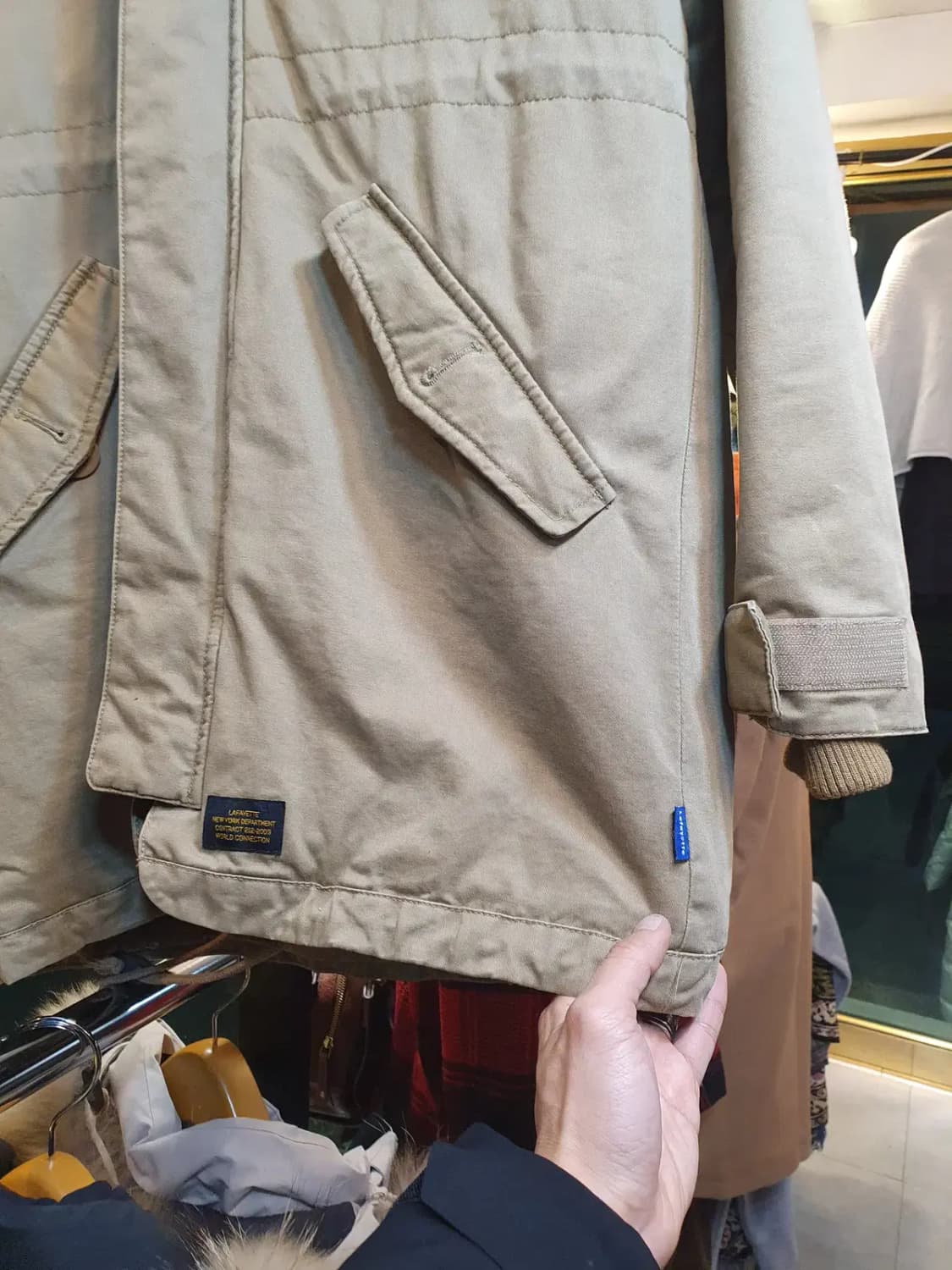 일본 스트릿 브랜드 라파예트 양털 쉐르파 뽀글이 성조기 패치코트 L사이즈 상품이미지5