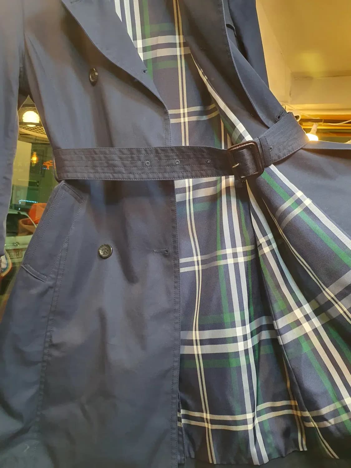 빈폴 안감 체크패턴 클래식 트렌치코트 95사이즈 상품이미지5