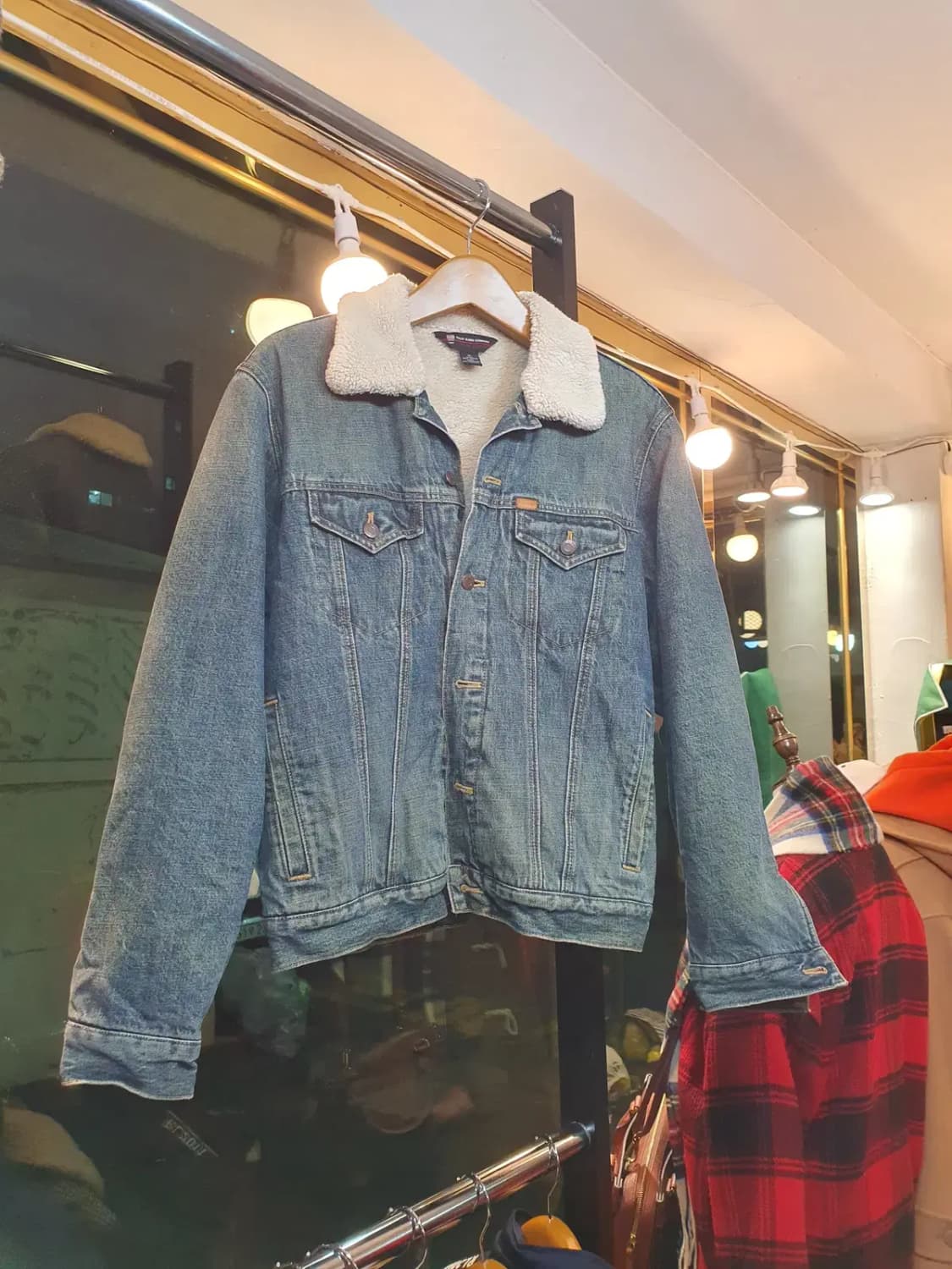 폴로 랄프로렌 두산폴로진스 M사이즈 양털 쉐르파 뽀글이 안감 청자켓 상품이미지1