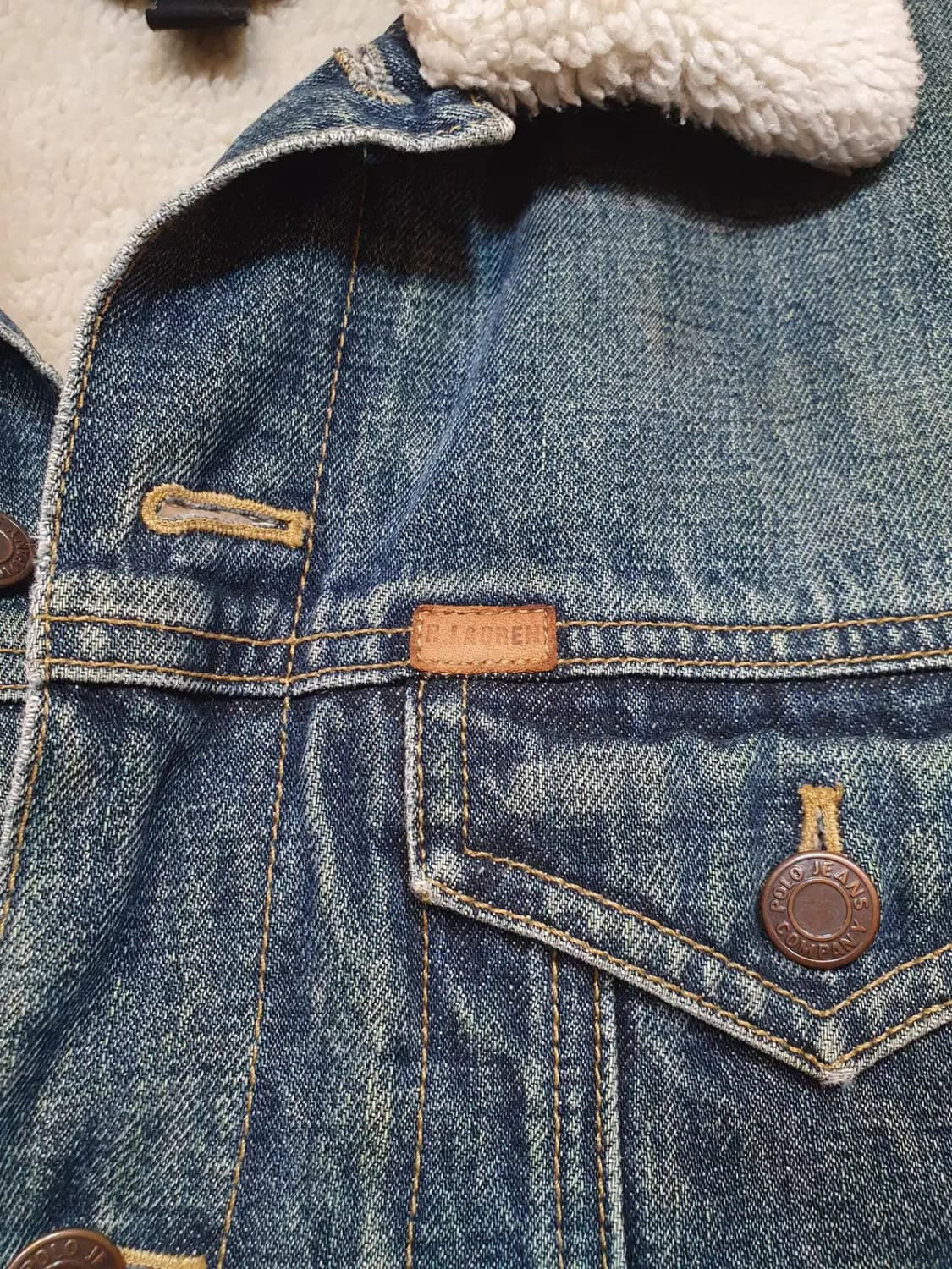 폴로 랄프로렌 두산폴로진스 M사이즈 양털 쉐르파 뽀글이 안감 청자켓 상품이미지4