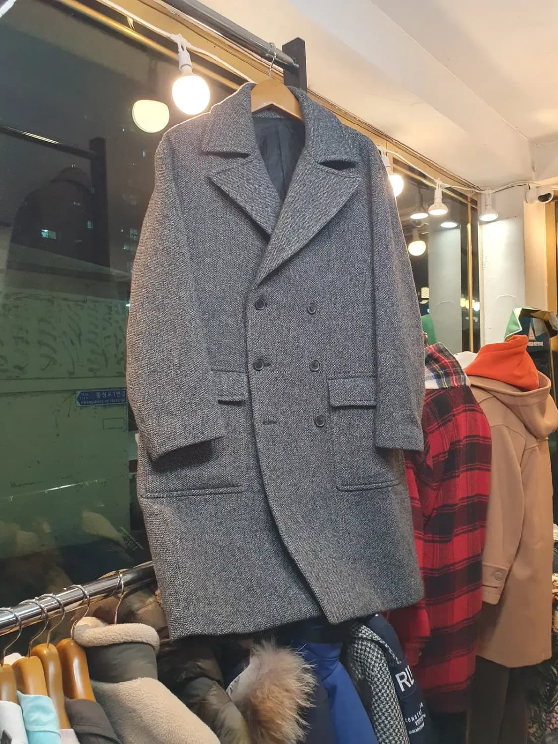 실사이즈 105 이탈리아 이태리 알레그리 더블 브레스티드 그레이 롱코트 상품이미지1