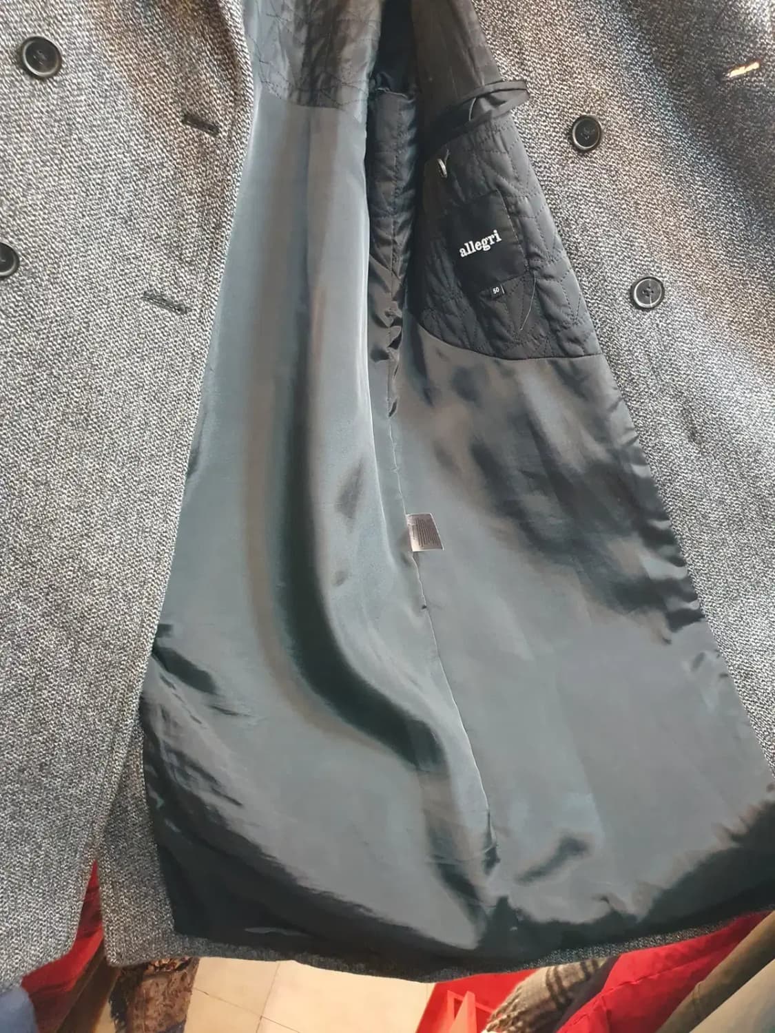 실사이즈 105 이탈리아 이태리 알레그리 더블 브레스티드 그레이 롱코트 상품이미지5