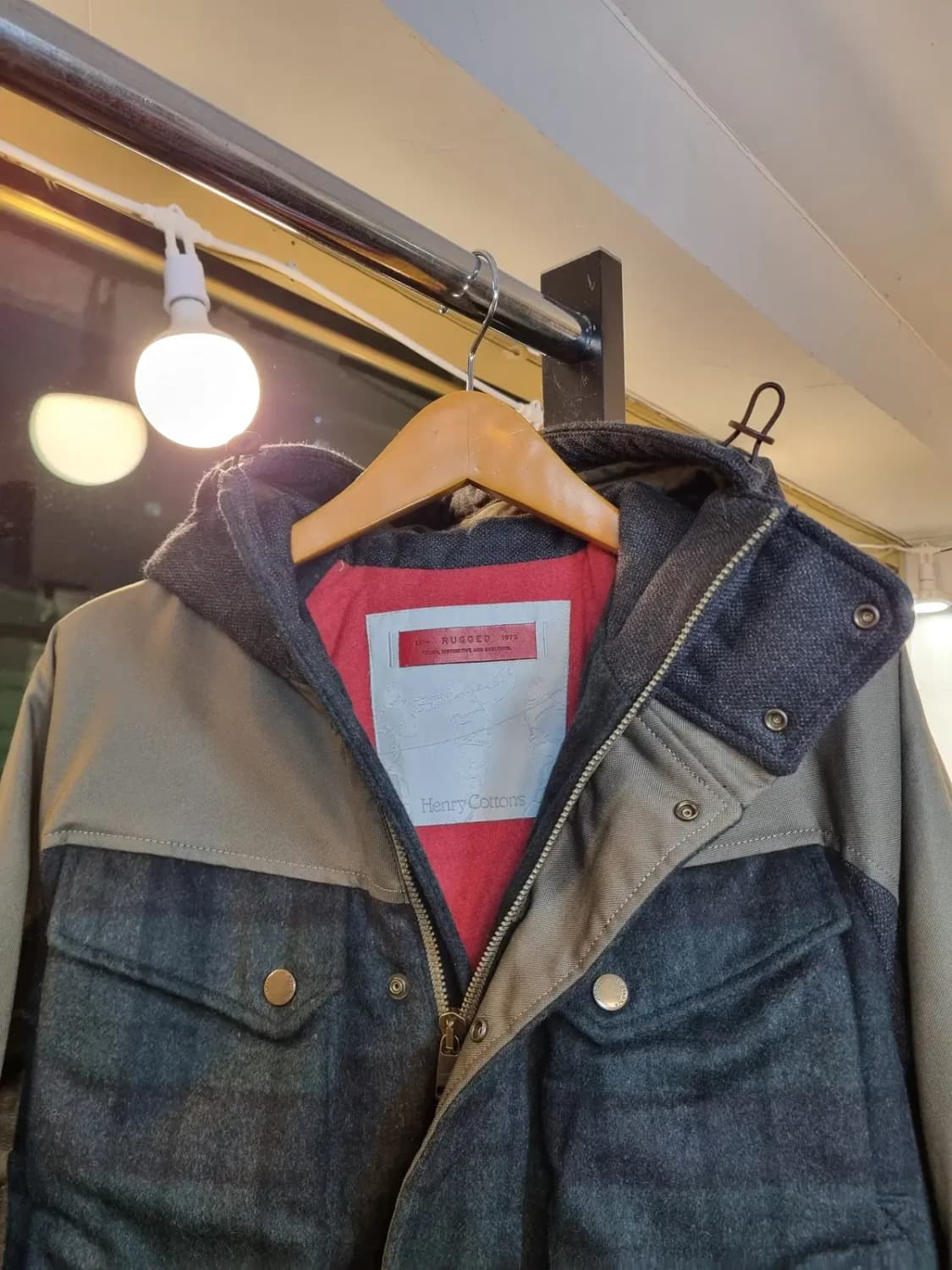 100사이즈 아메리칸 캐주얼 헨리코튼 클래식 타탄체크 블랙와치 울혼방자켓 상품이미지3