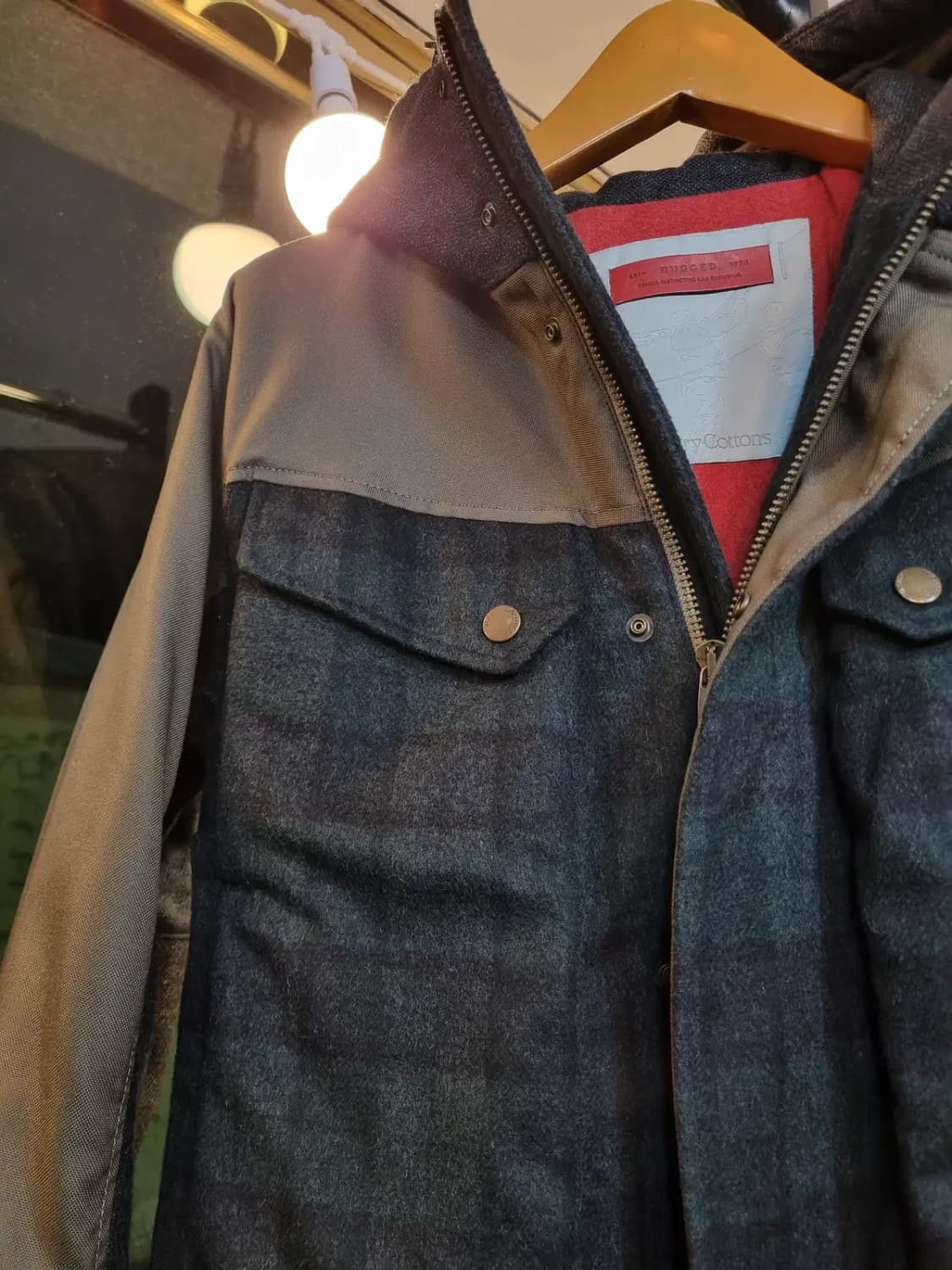 100사이즈 아메리칸 캐주얼 헨리코튼 클래식 타탄체크 블랙와치 울혼방자켓 상품이미지4