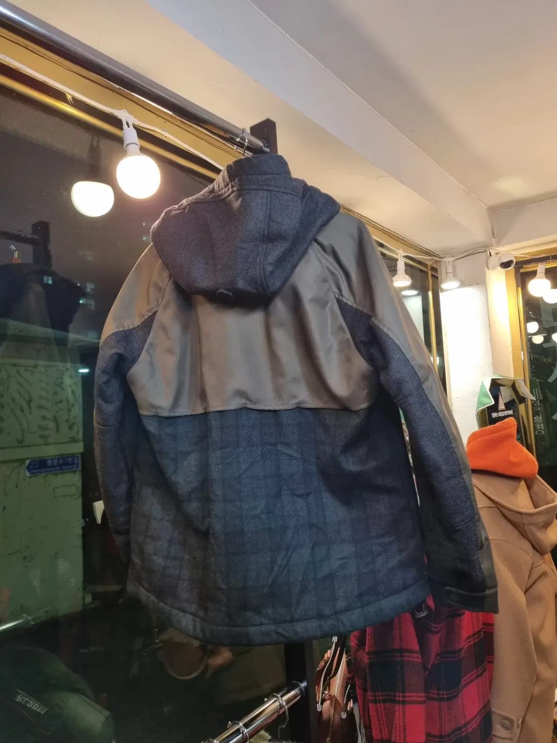 100사이즈 아메리칸 캐주얼 헨리코튼 클래식 타탄체크 블랙와치 울혼방자켓 상품이미지9