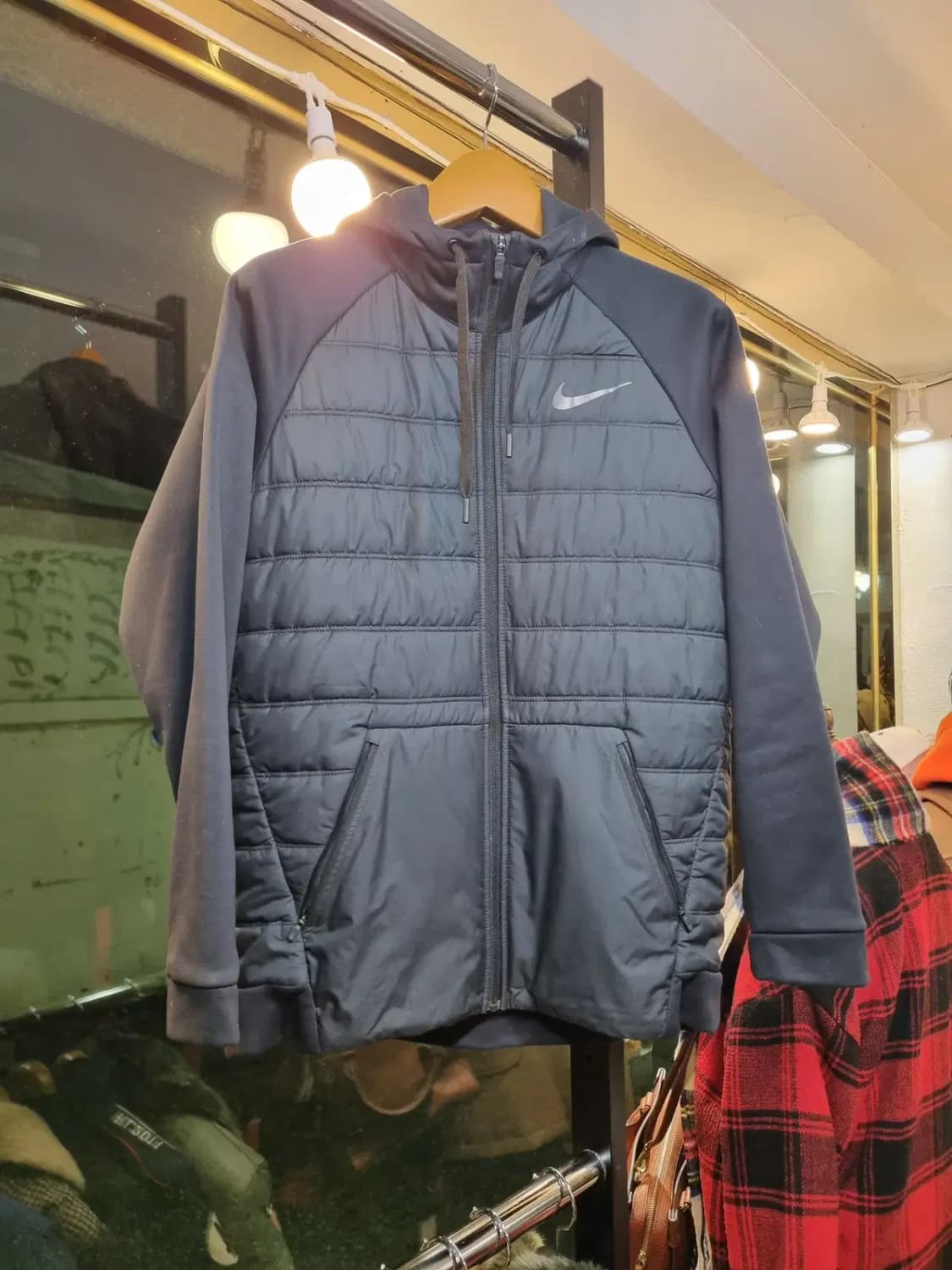 XL사이즈 나이키 스카치 로고 미쉐린 스티치 후드집업 블랙 상품이미지1