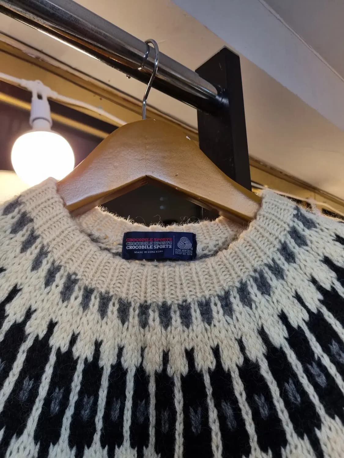 실사이즈 M~L 가을 겨울 노르딕 에스닉 포인트 울 100% 니트 상품이미지3